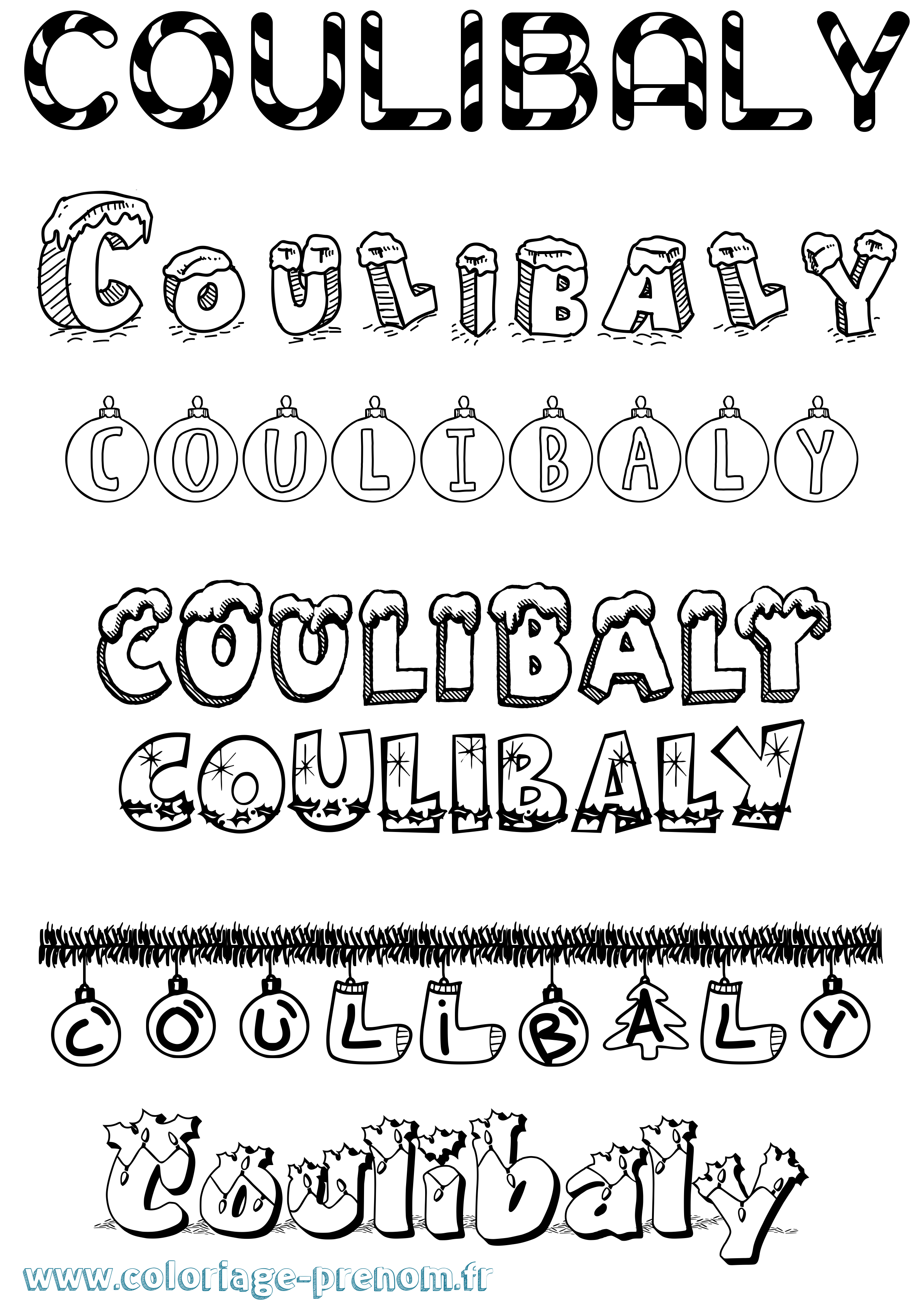 Coloriage Coulibaly Noël Coloriage prénom Coulibaly Noël