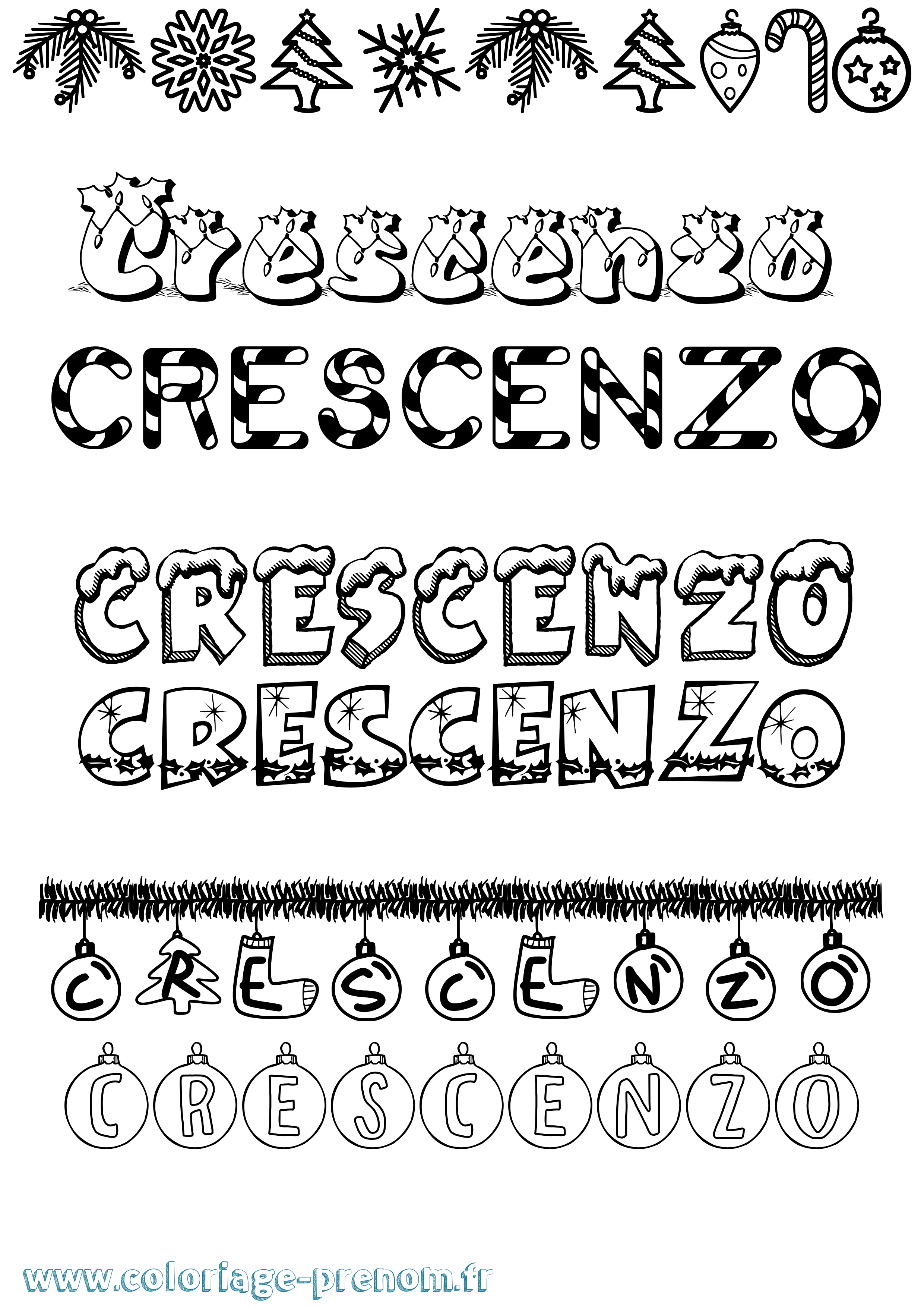 Coloriage Crescenzo Noël Coloriage prénom Crescenzo Noël