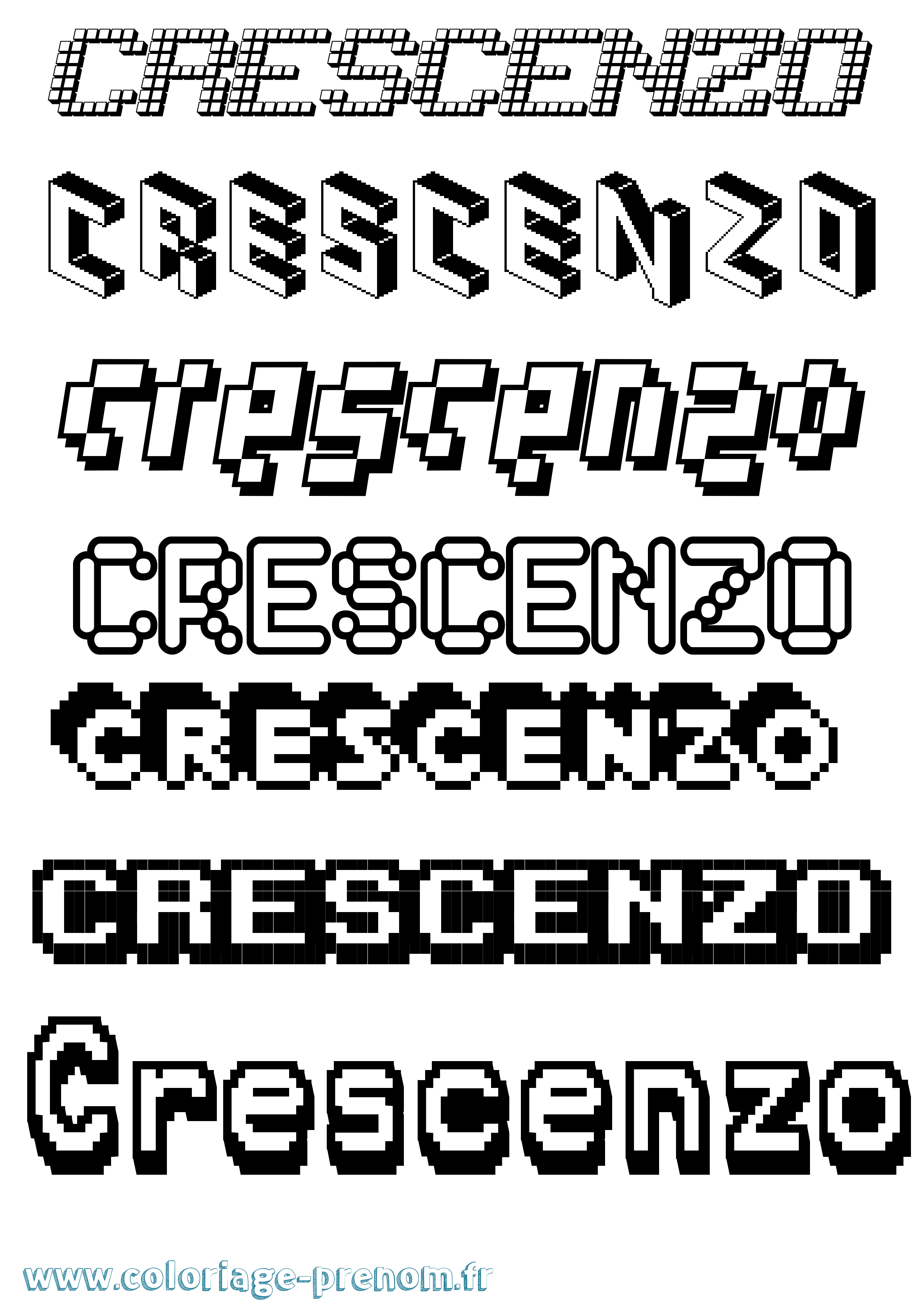 Coloriage Crescenzo Pixel Coloriage prénom Crescenzo Pixel