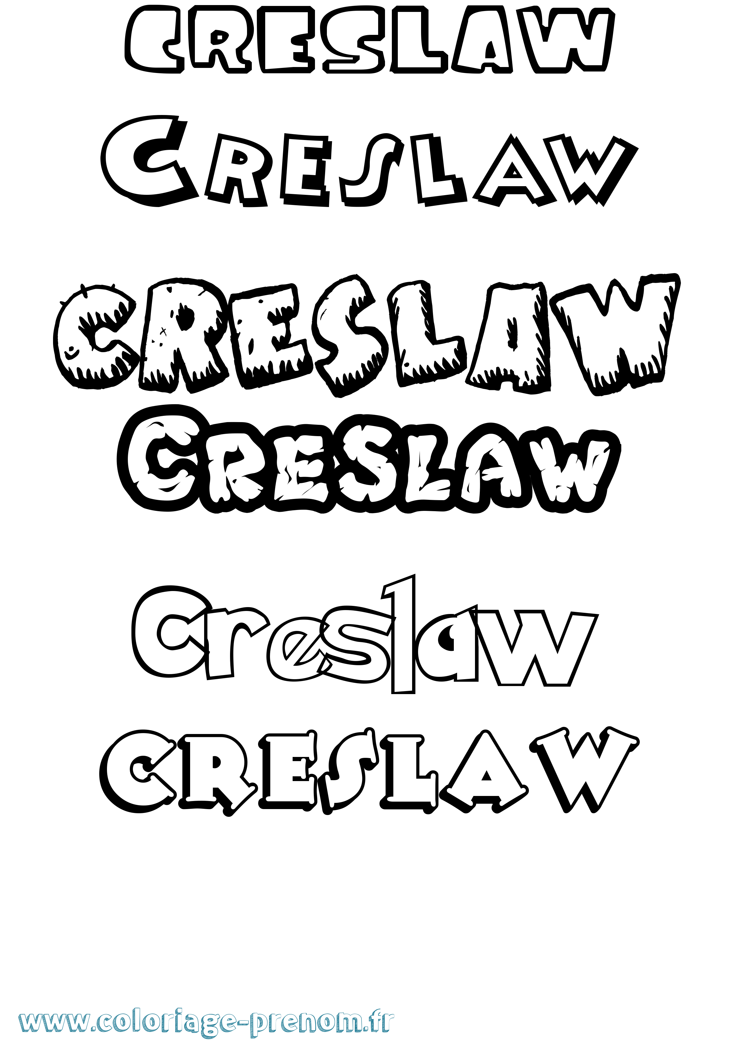 Coloriage Creslaw Dessin Animé Coloriage prénom Creslaw Dessin Animé