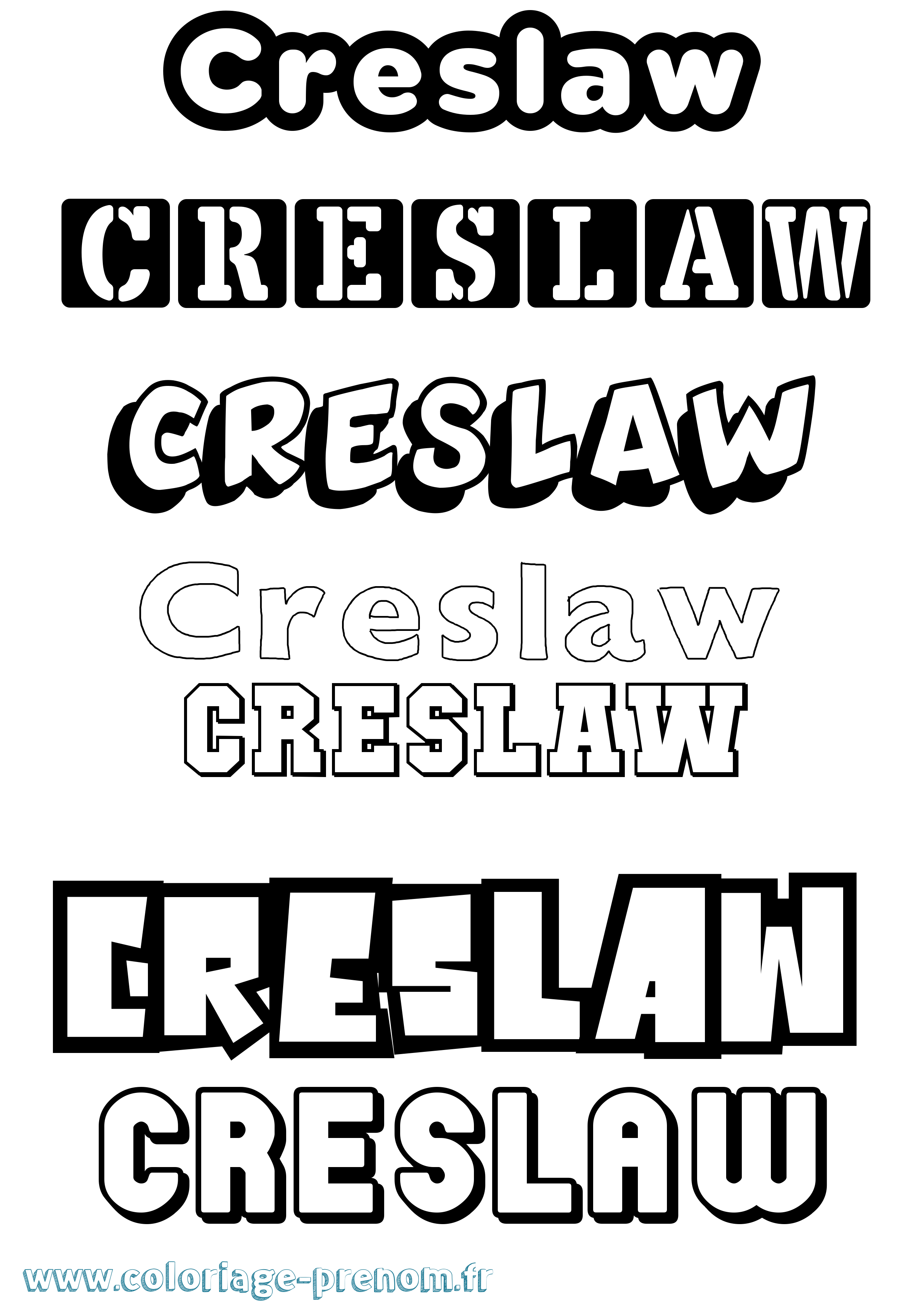 Coloriage Creslaw Simple Coloriage prénom Creslaw Simple