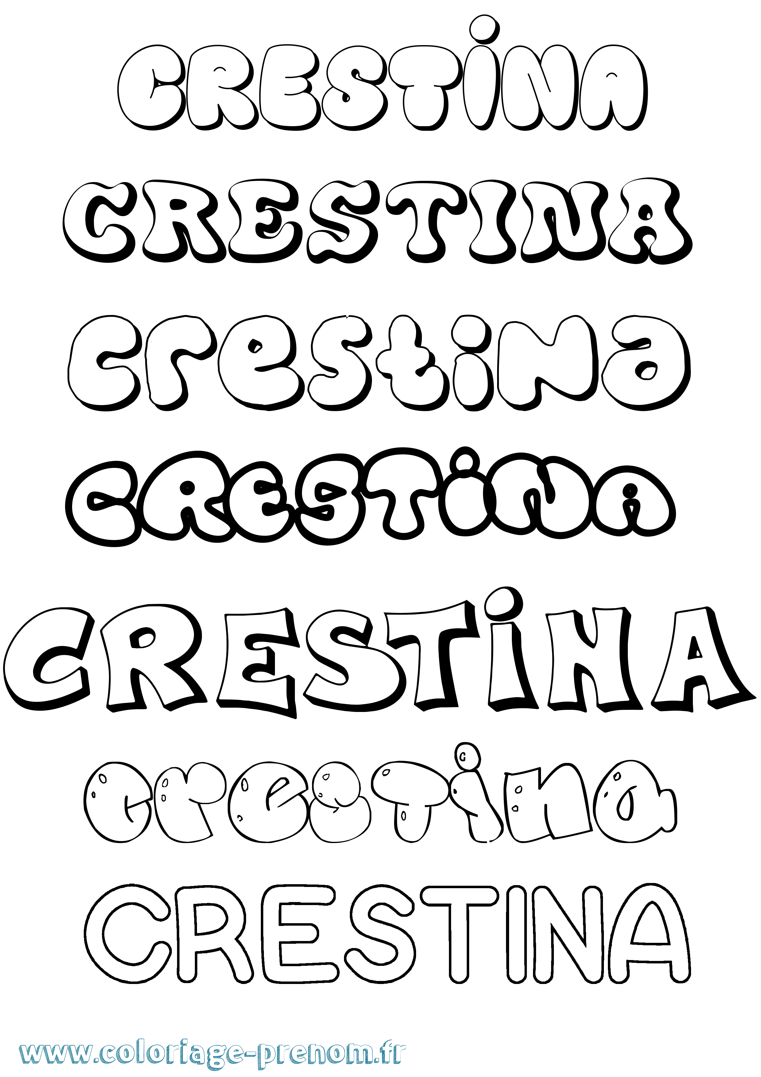 Coloriage Crestina Bubble Coloriage prénom Crestina Bubble