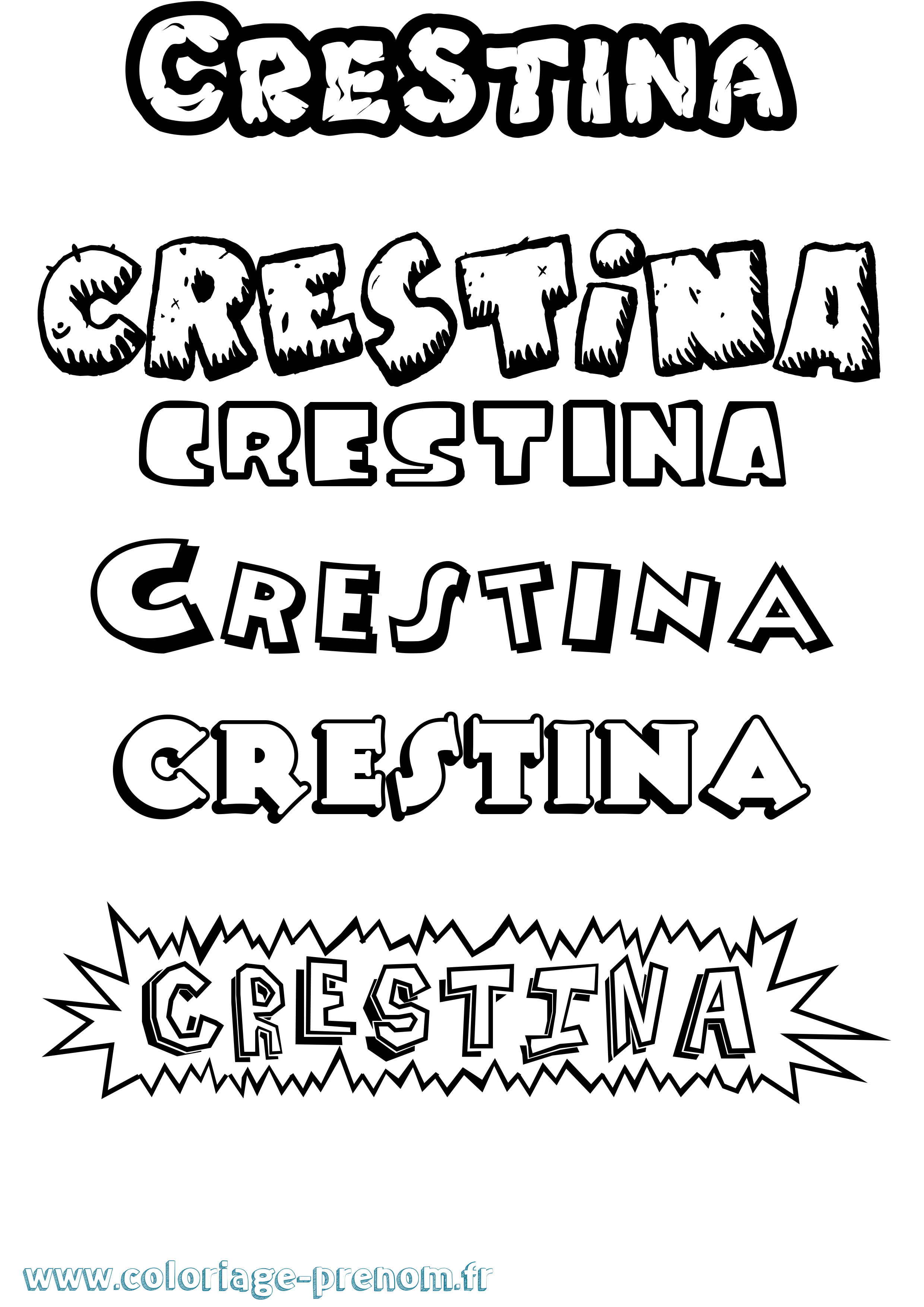 Coloriage Crestina Dessin Animé Coloriage prénom Crestina Dessin Animé