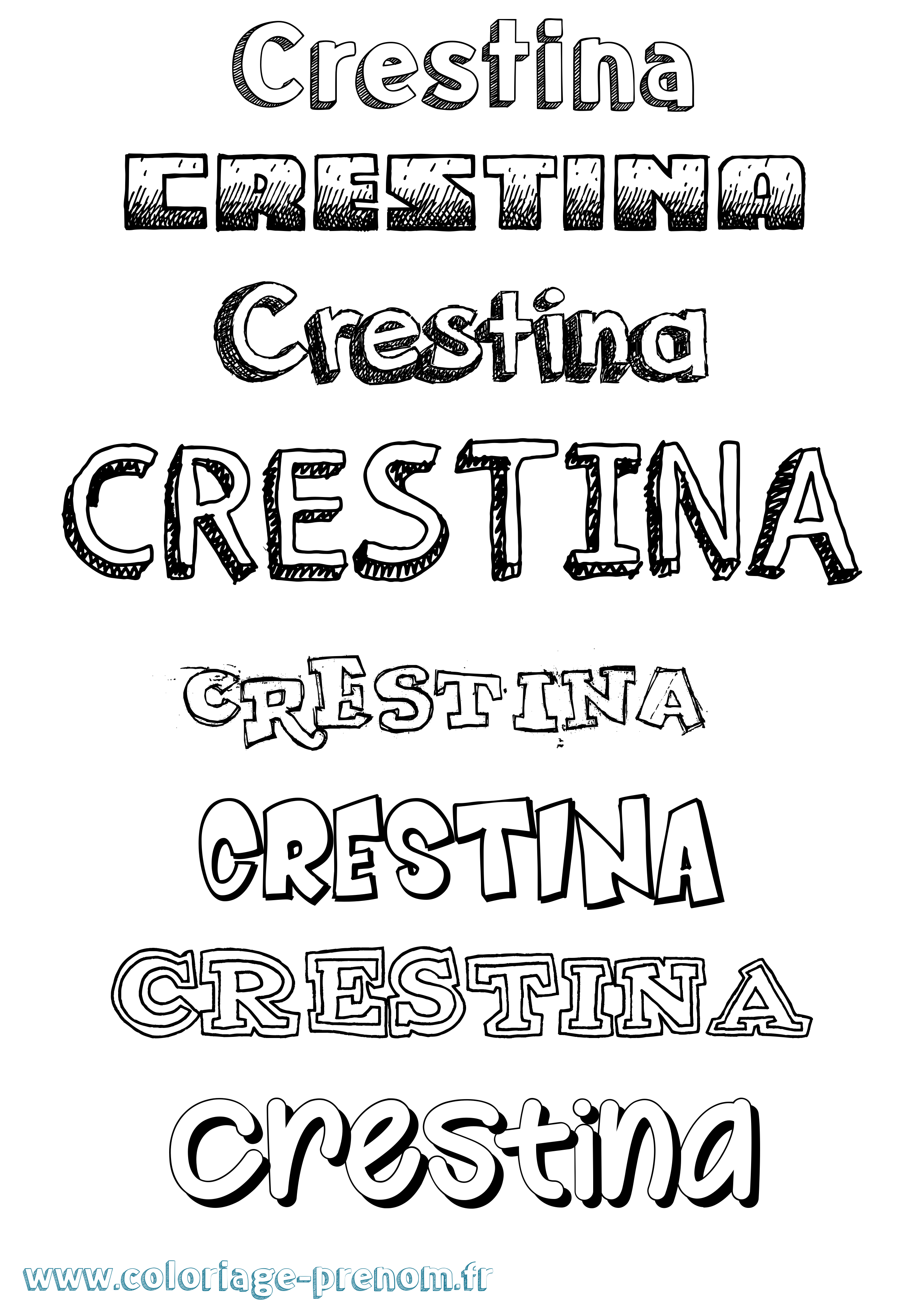 Coloriage Crestina Dessiné Coloriage prénom Crestina Dessiné