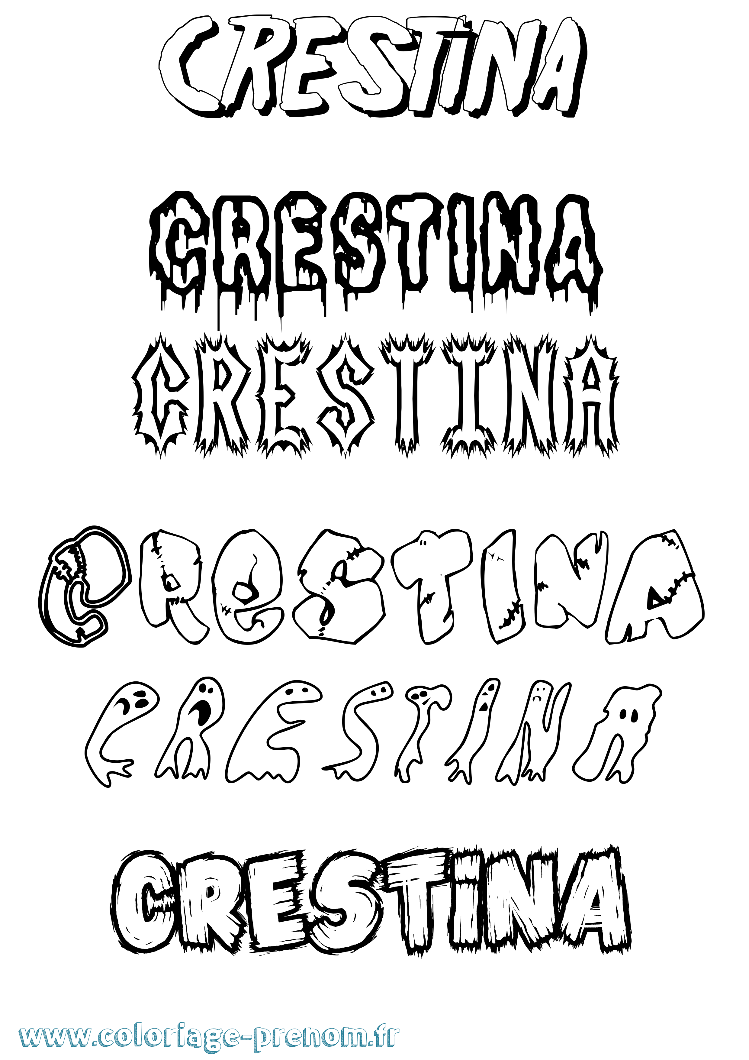 Coloriage Crestina Frisson Coloriage prénom Crestina Frisson