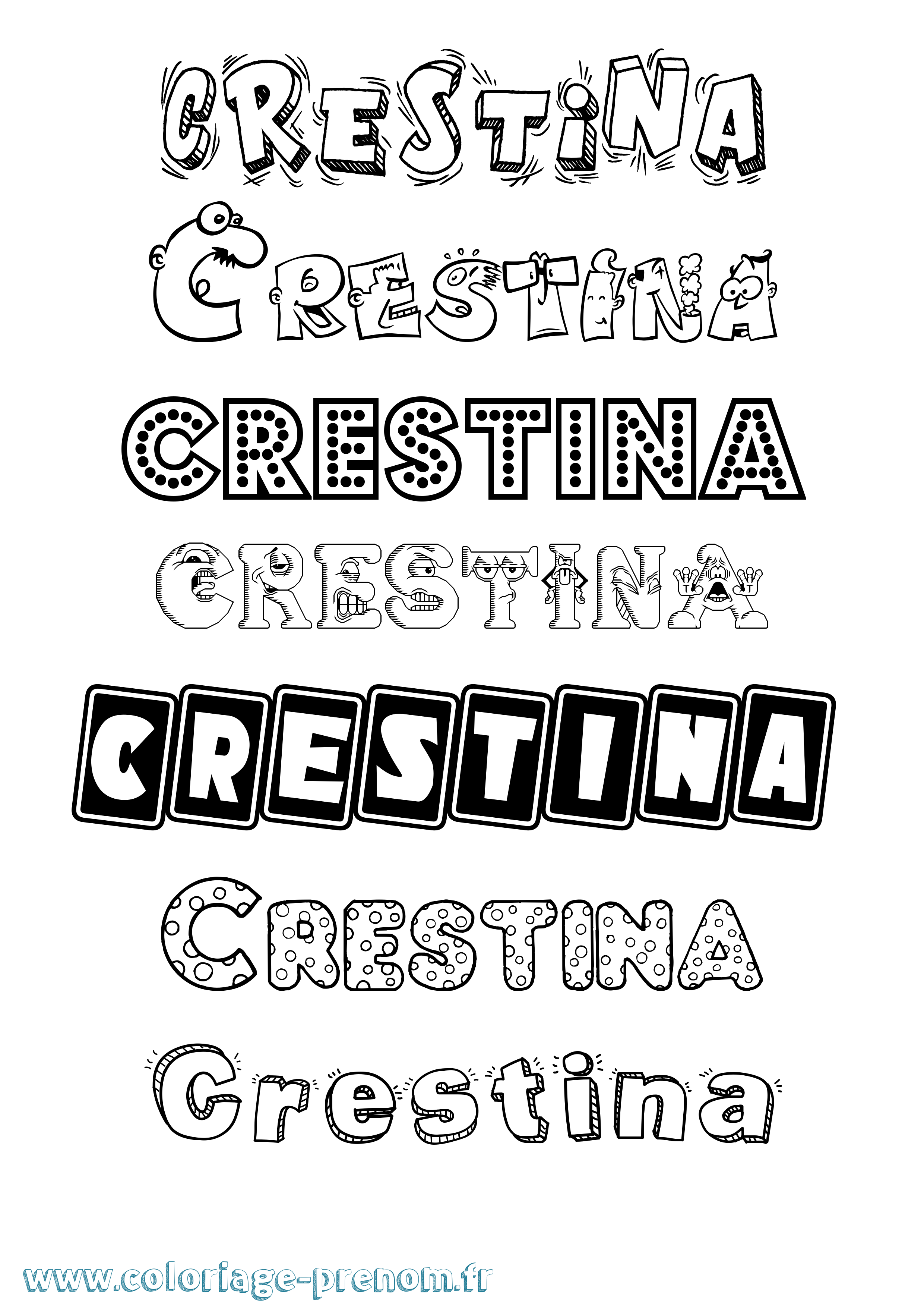 Coloriage Crestina Fun Coloriage prénom Crestina Fun