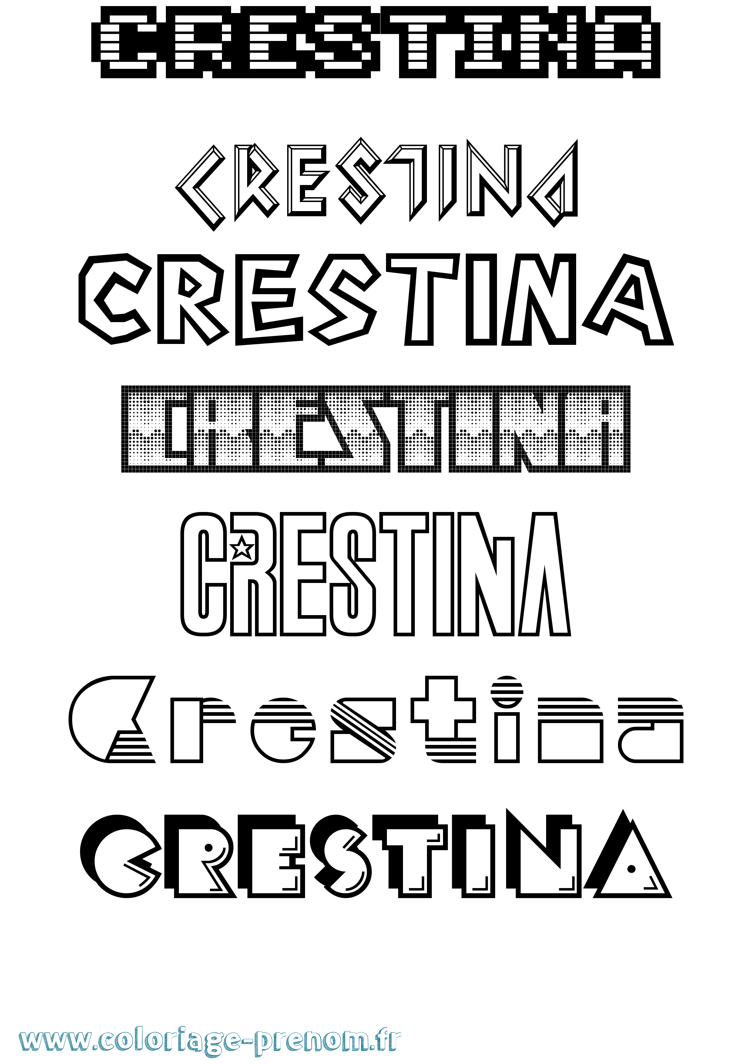 Coloriage Crestina Jeux Vidéos Coloriage prénom Crestina Jeux Vidéos
