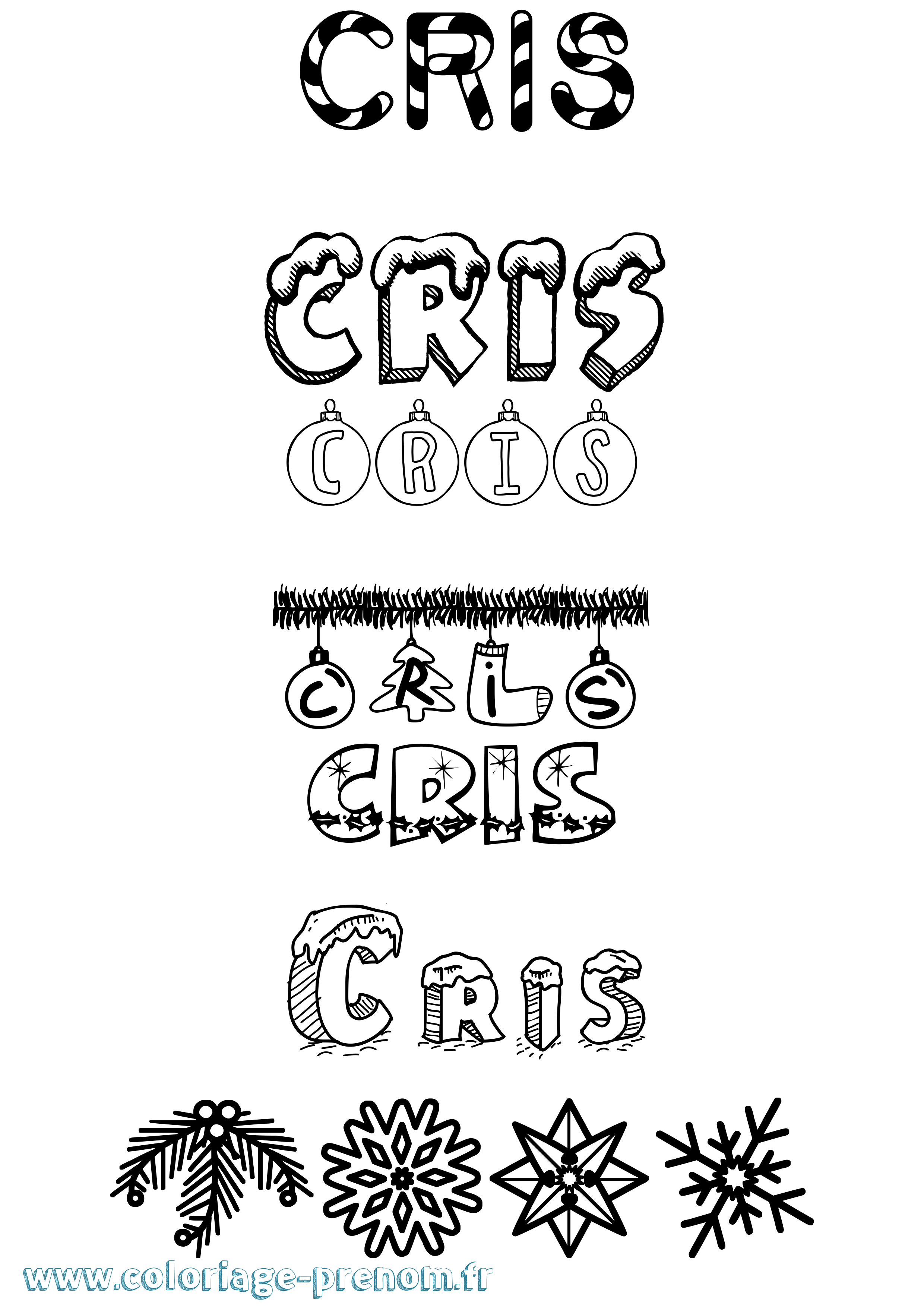 Coloriage Cris Noël Coloriage prénom Cris Noël