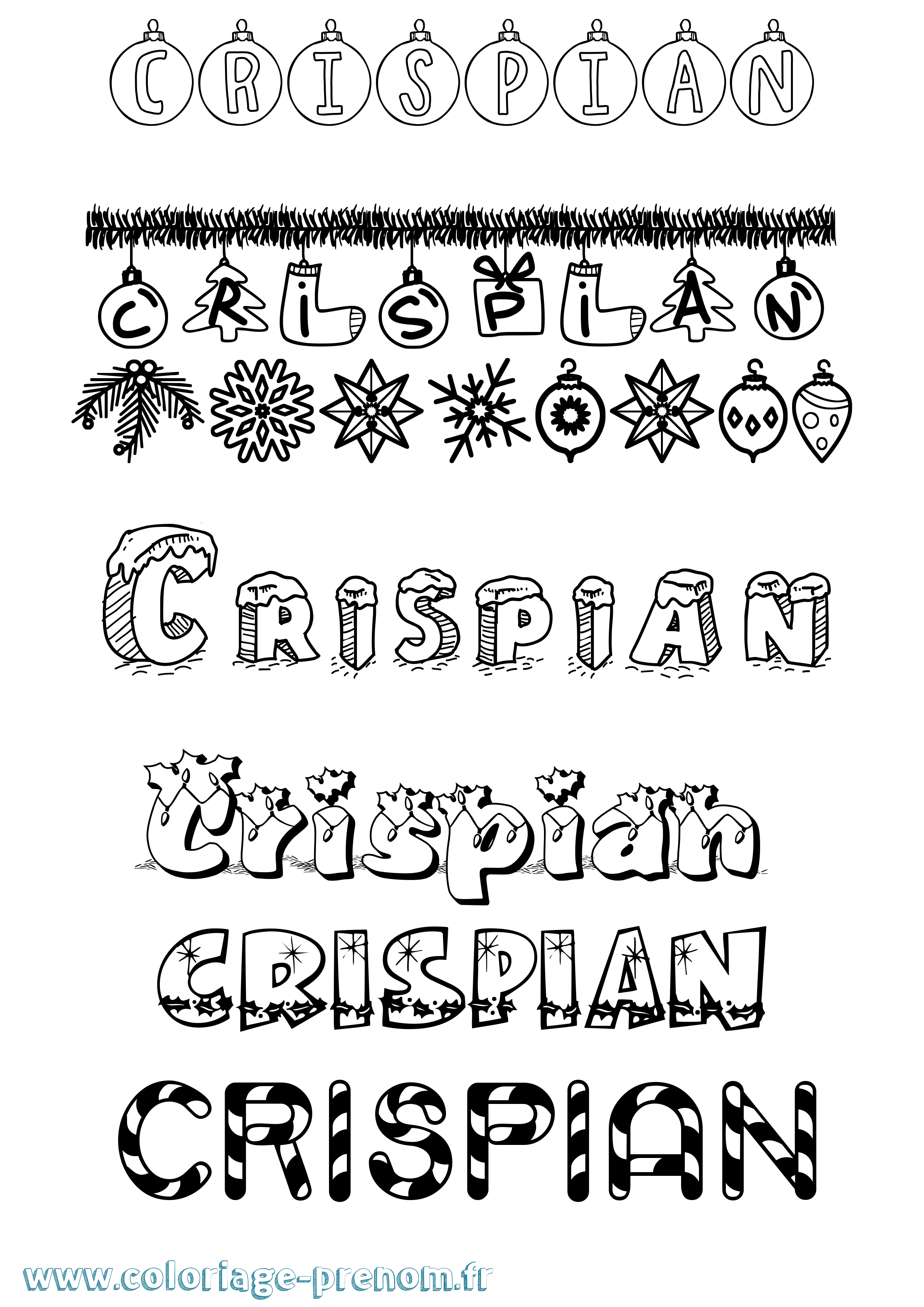 Coloriage Crispian Noël Coloriage prénom Crispian Noël
