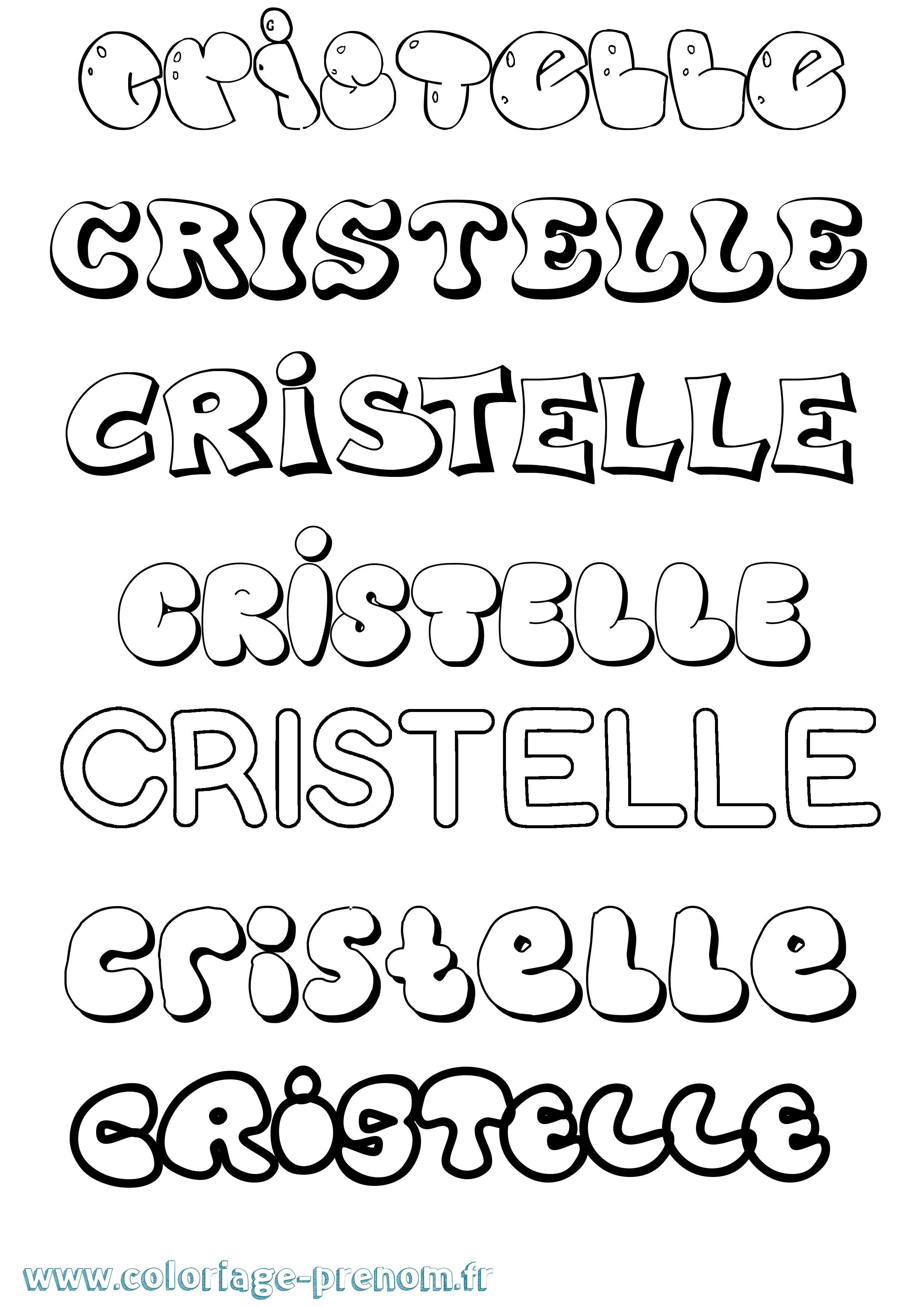 Coloriage Cristelle Bubble Coloriage prénom Cristelle Bubble