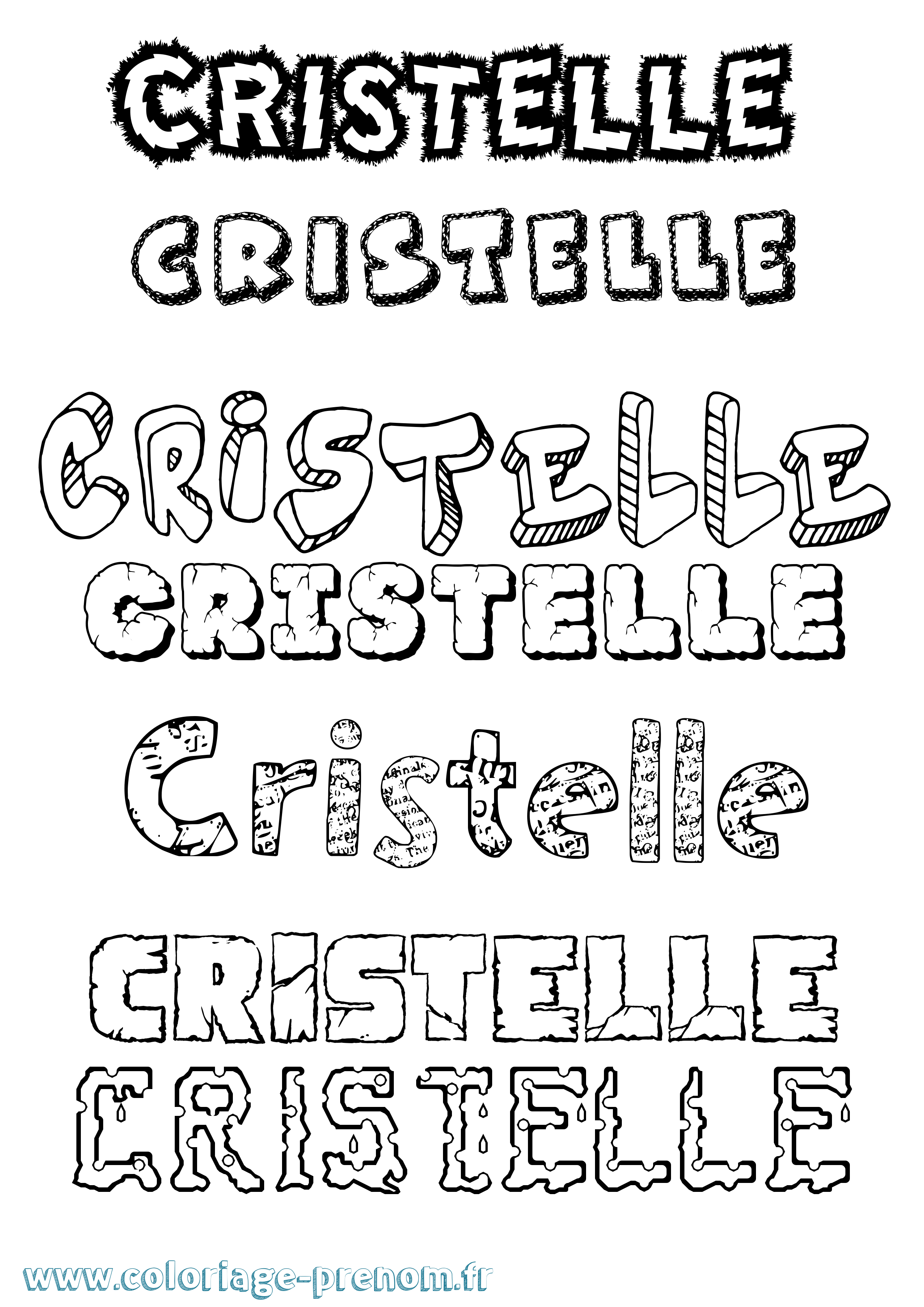 Coloriage Cristelle Destructuré Coloriage prénom Cristelle Destructuré