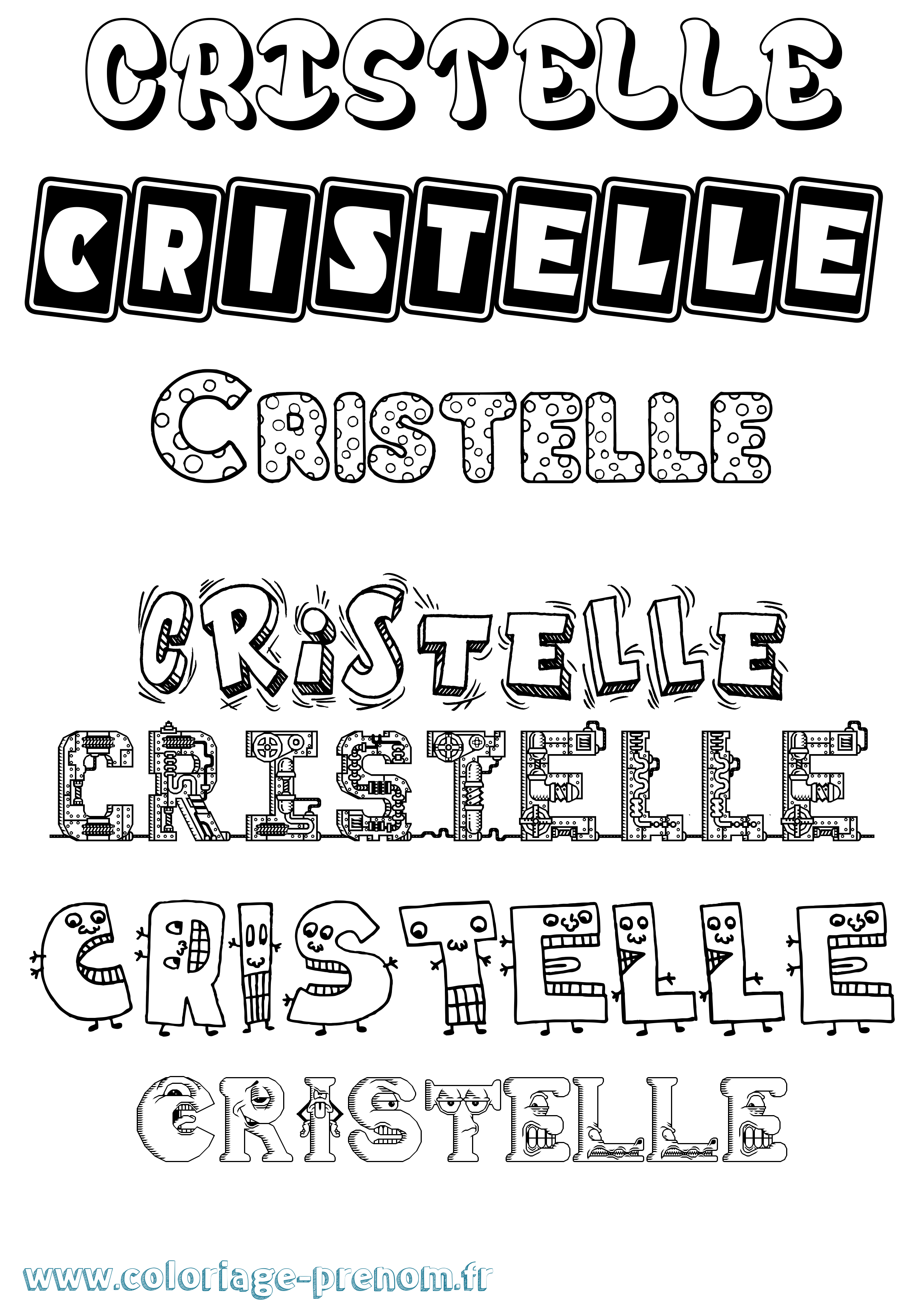 Coloriage Cristelle Fun Coloriage prénom Cristelle Fun