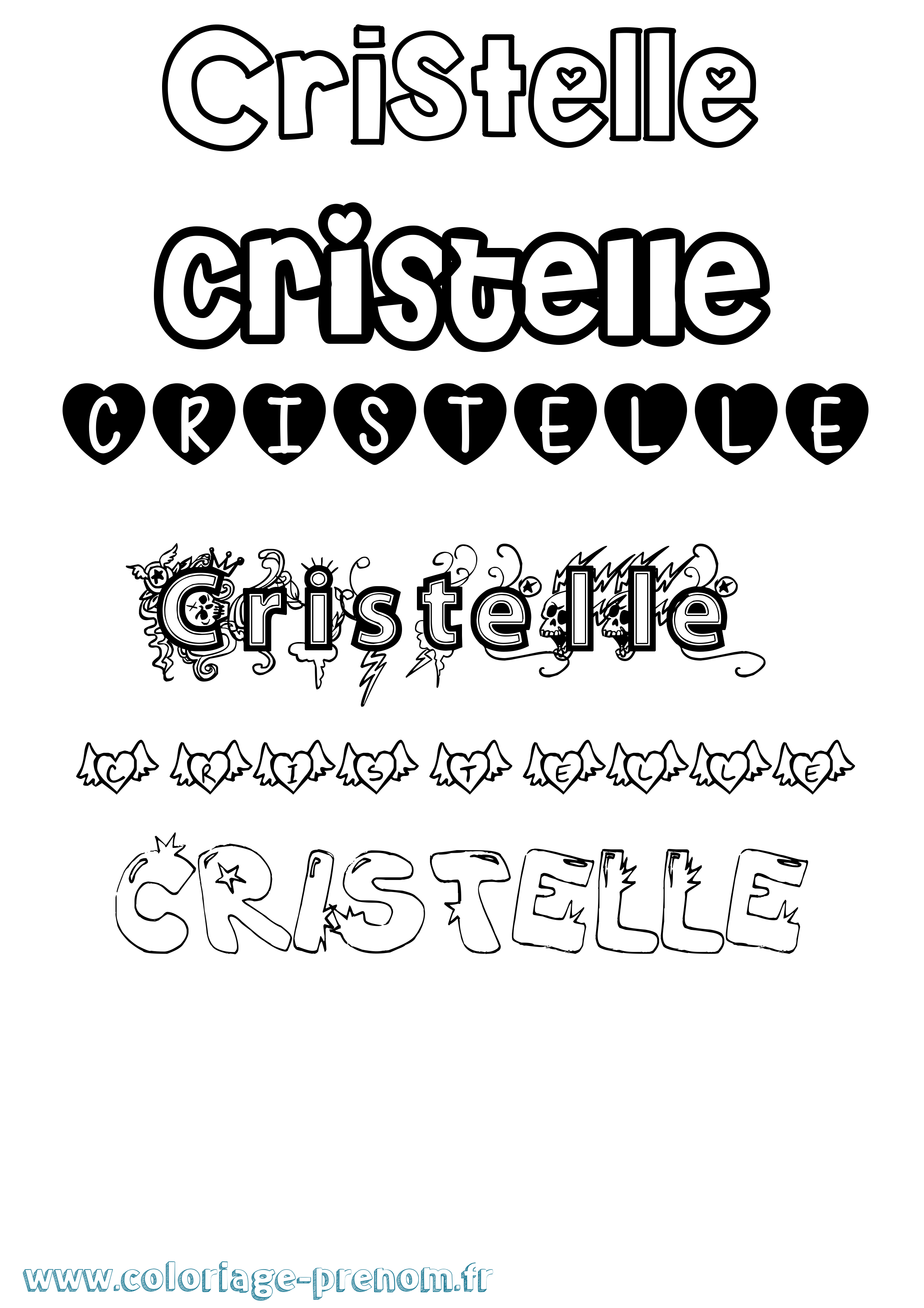Coloriage Cristelle Girly Coloriage prénom Cristelle Girly