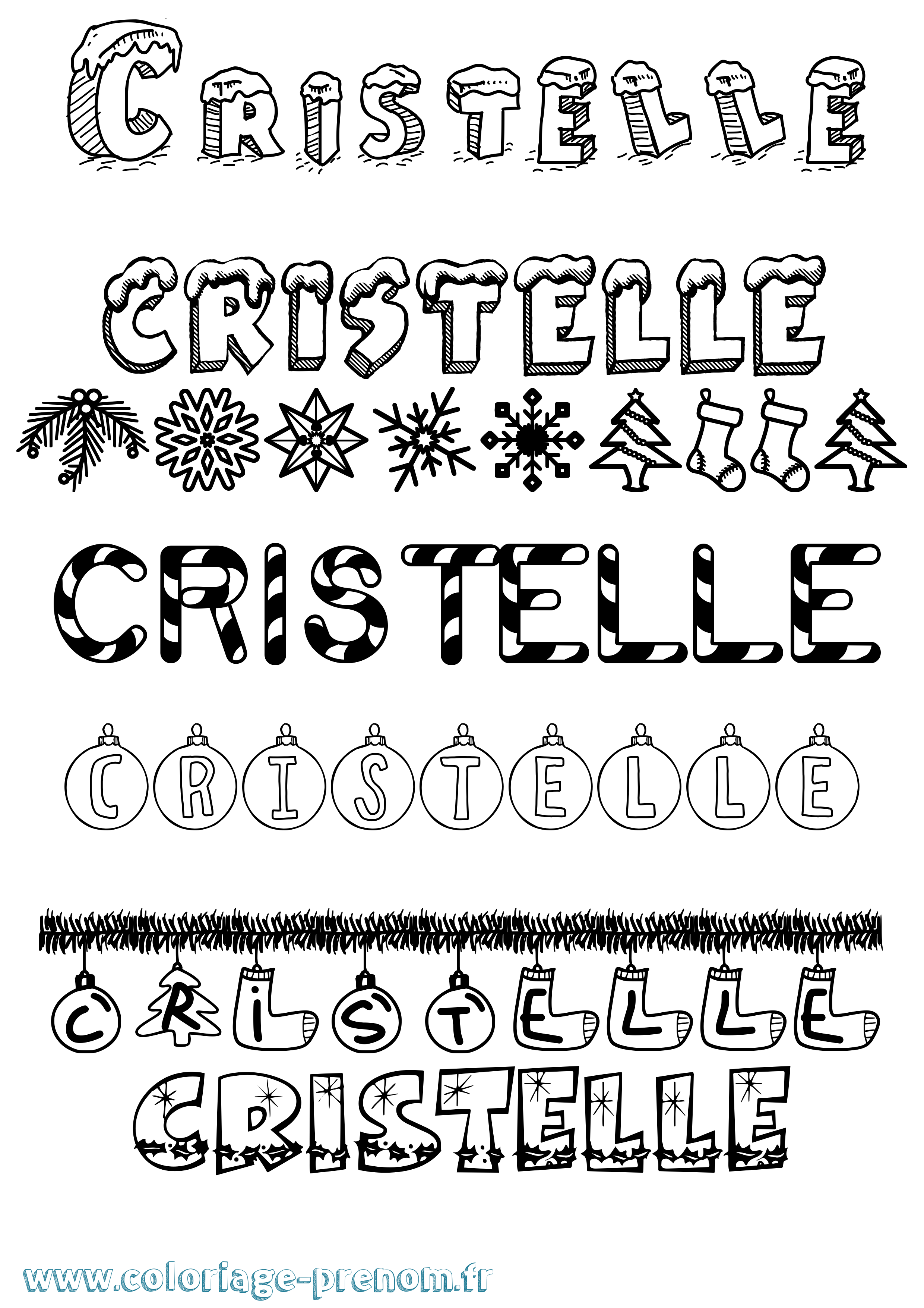 Coloriage Cristelle Noël Coloriage prénom Cristelle Noël