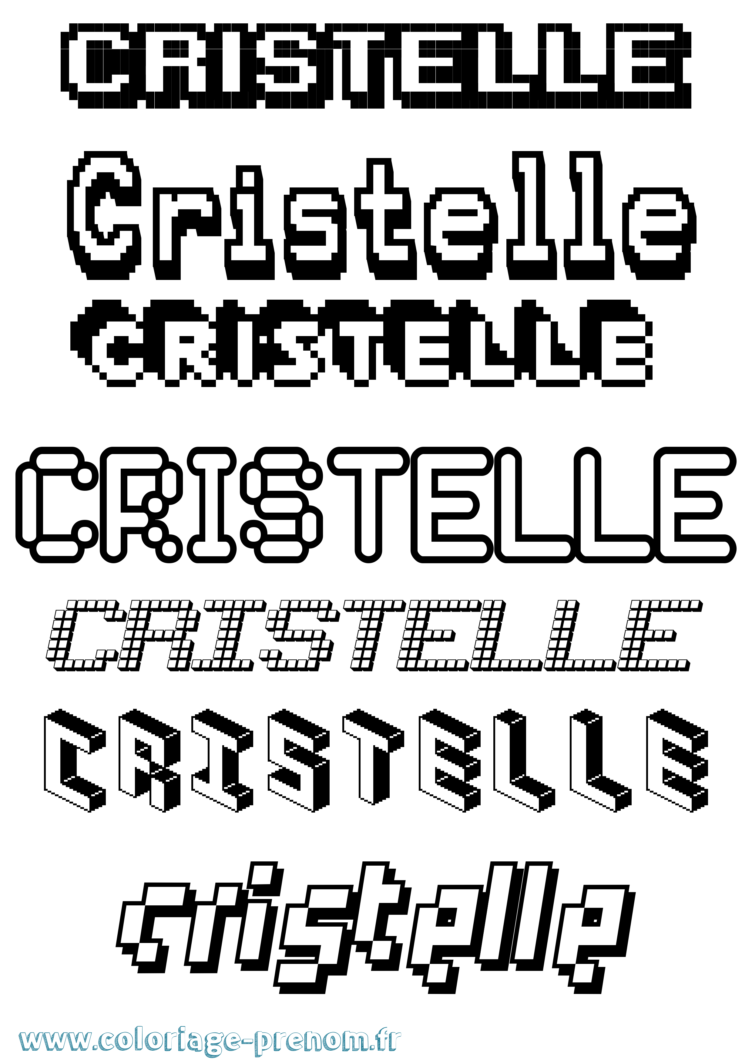 Coloriage Cristelle Pixel Coloriage prénom Cristelle Pixel