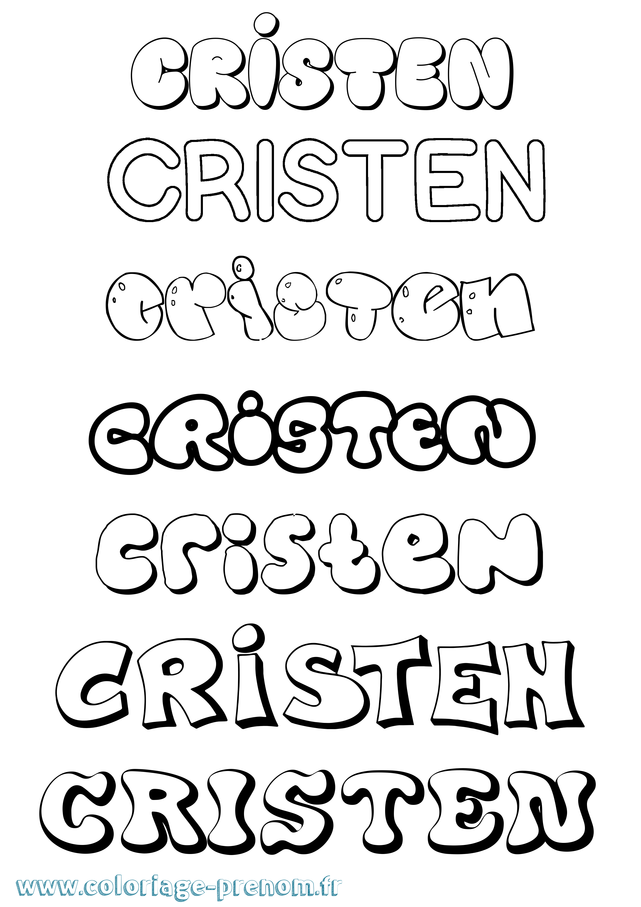 Coloriage Cristen Bubble Coloriage prénom Cristen Bubble