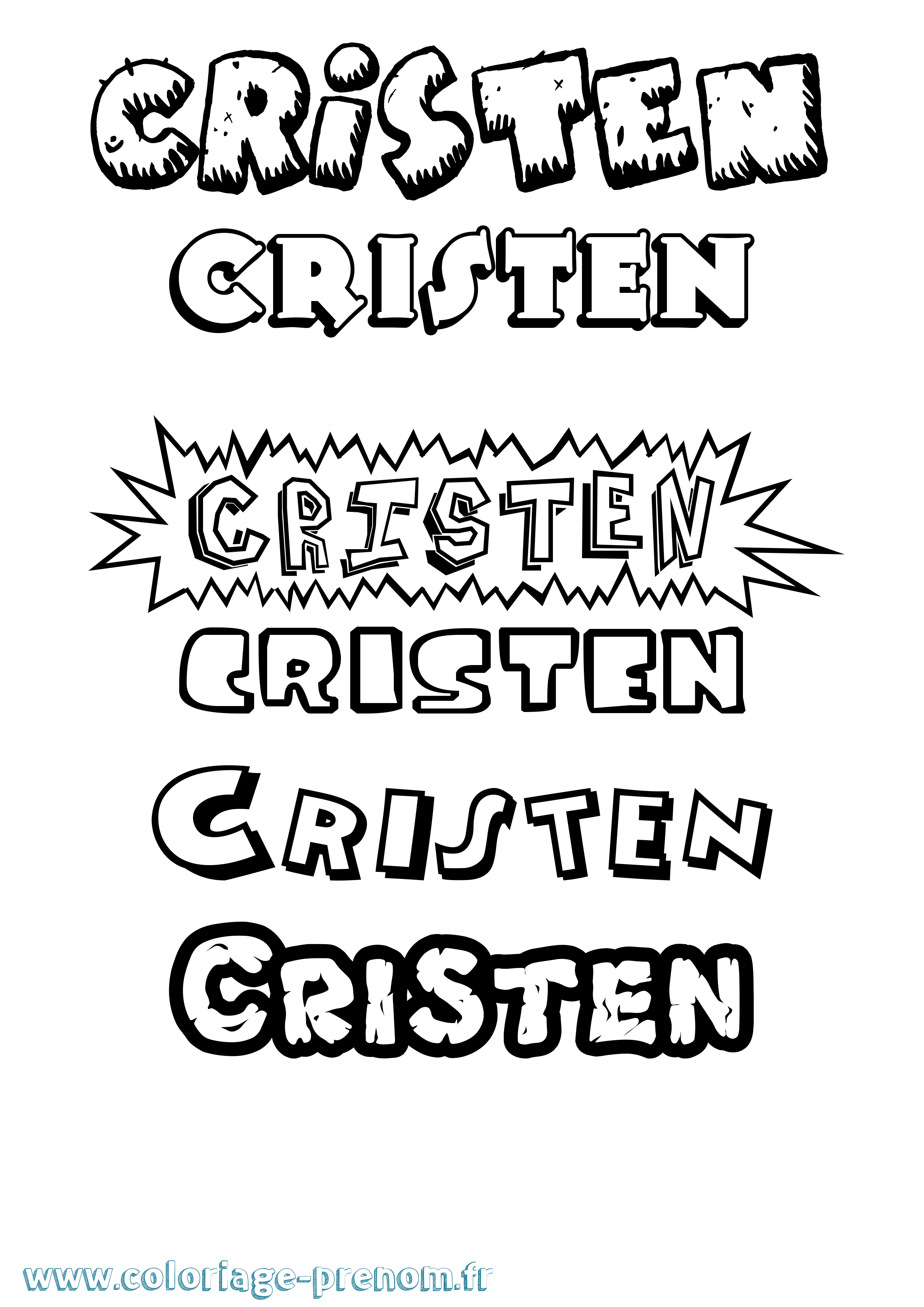 Coloriage Cristen Dessin Animé Coloriage prénom Cristen Dessin Animé