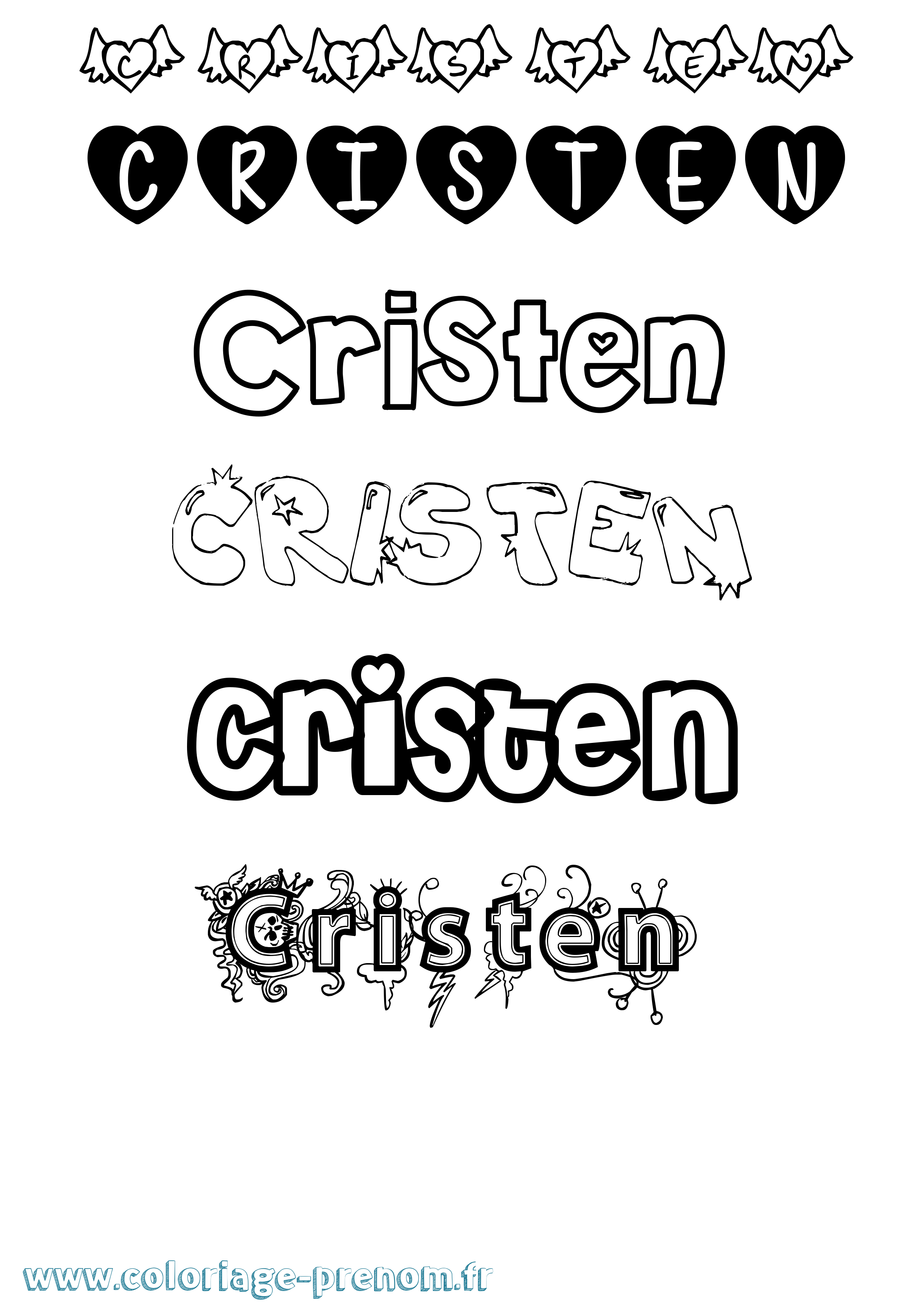 Coloriage Cristen Girly Coloriage prénom Cristen Girly