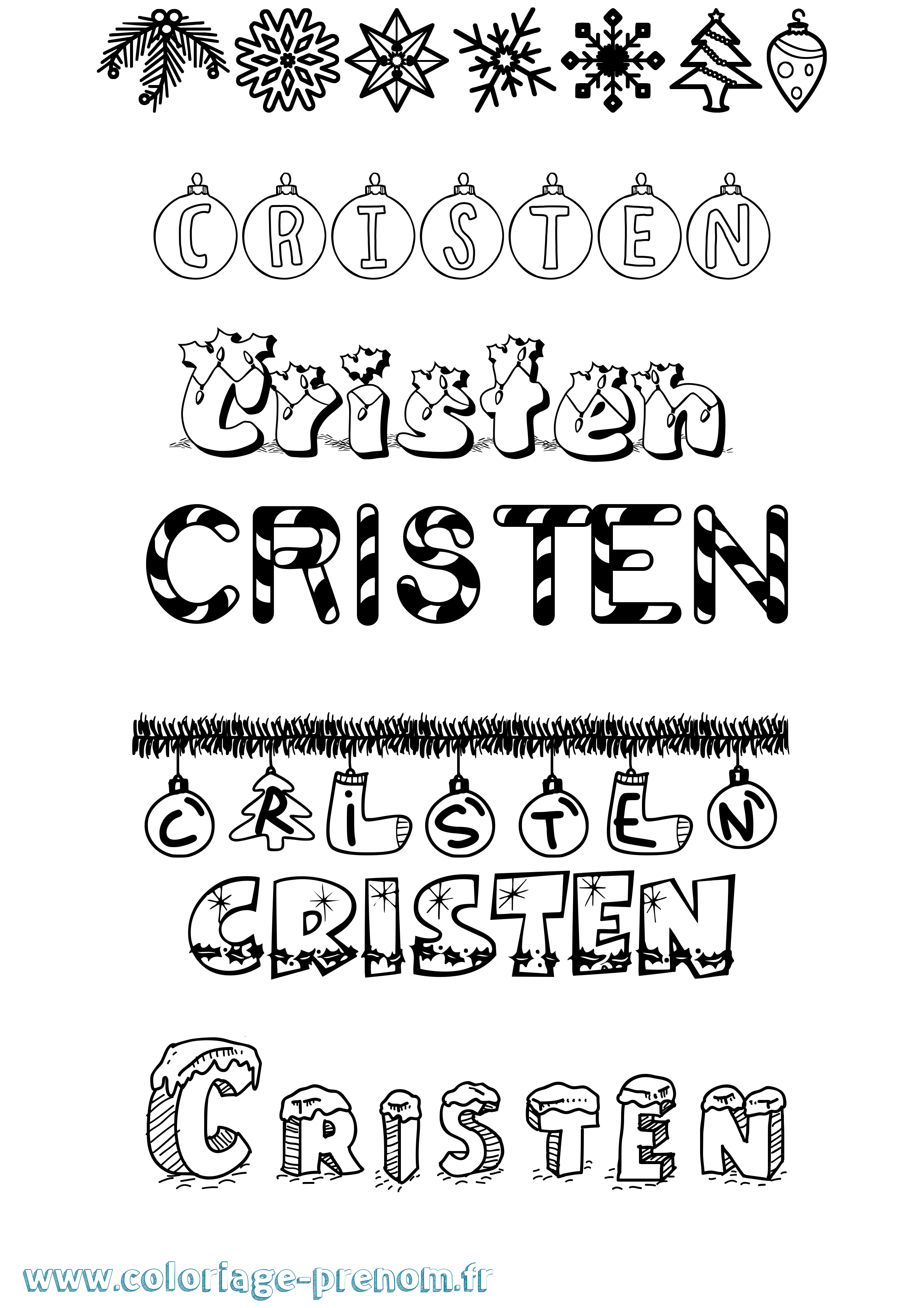 Coloriage Cristen Noël Coloriage prénom Cristen Noël