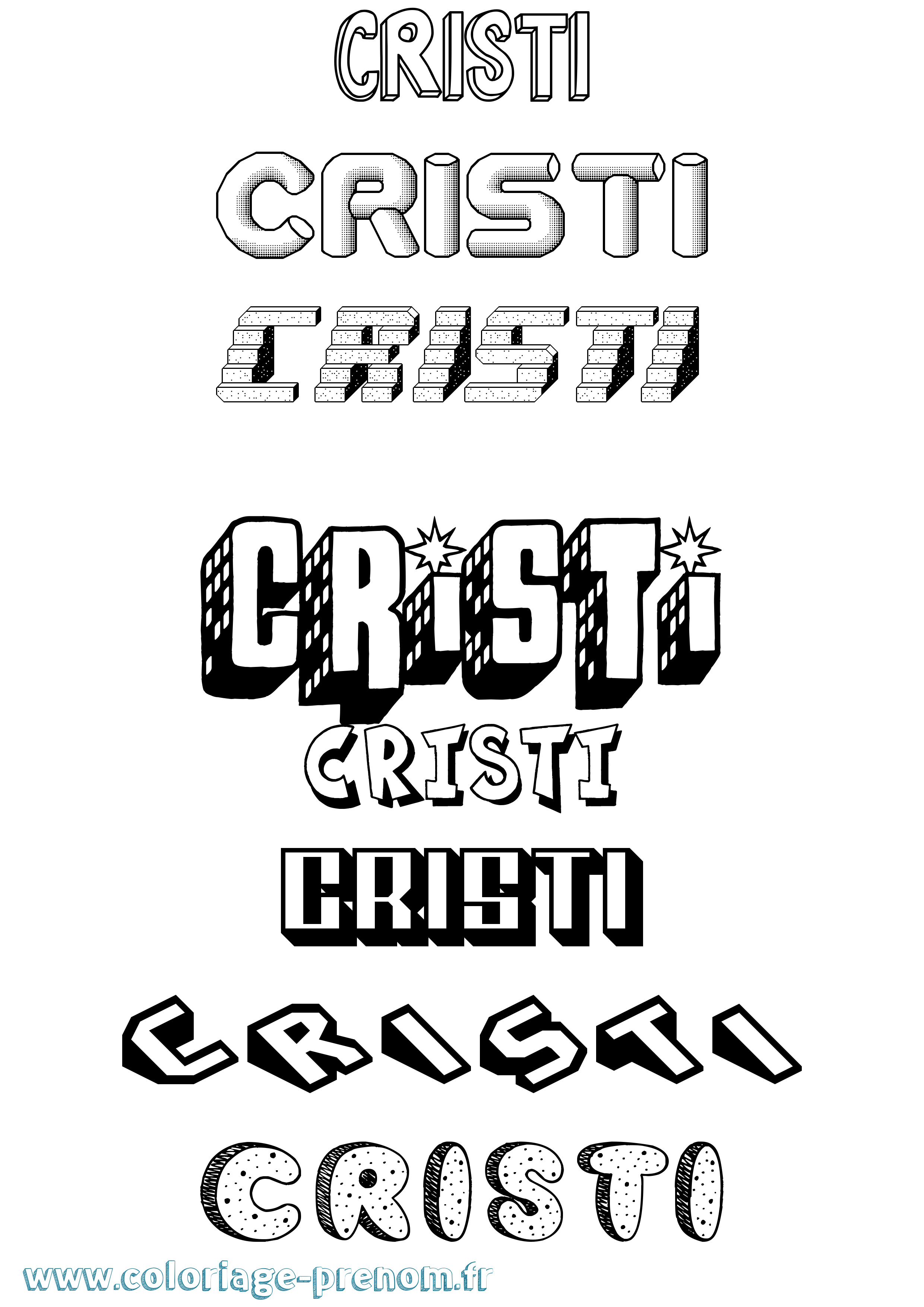 Coloriage Cristi Effet 3D Coloriage prénom Cristi Effet 3D