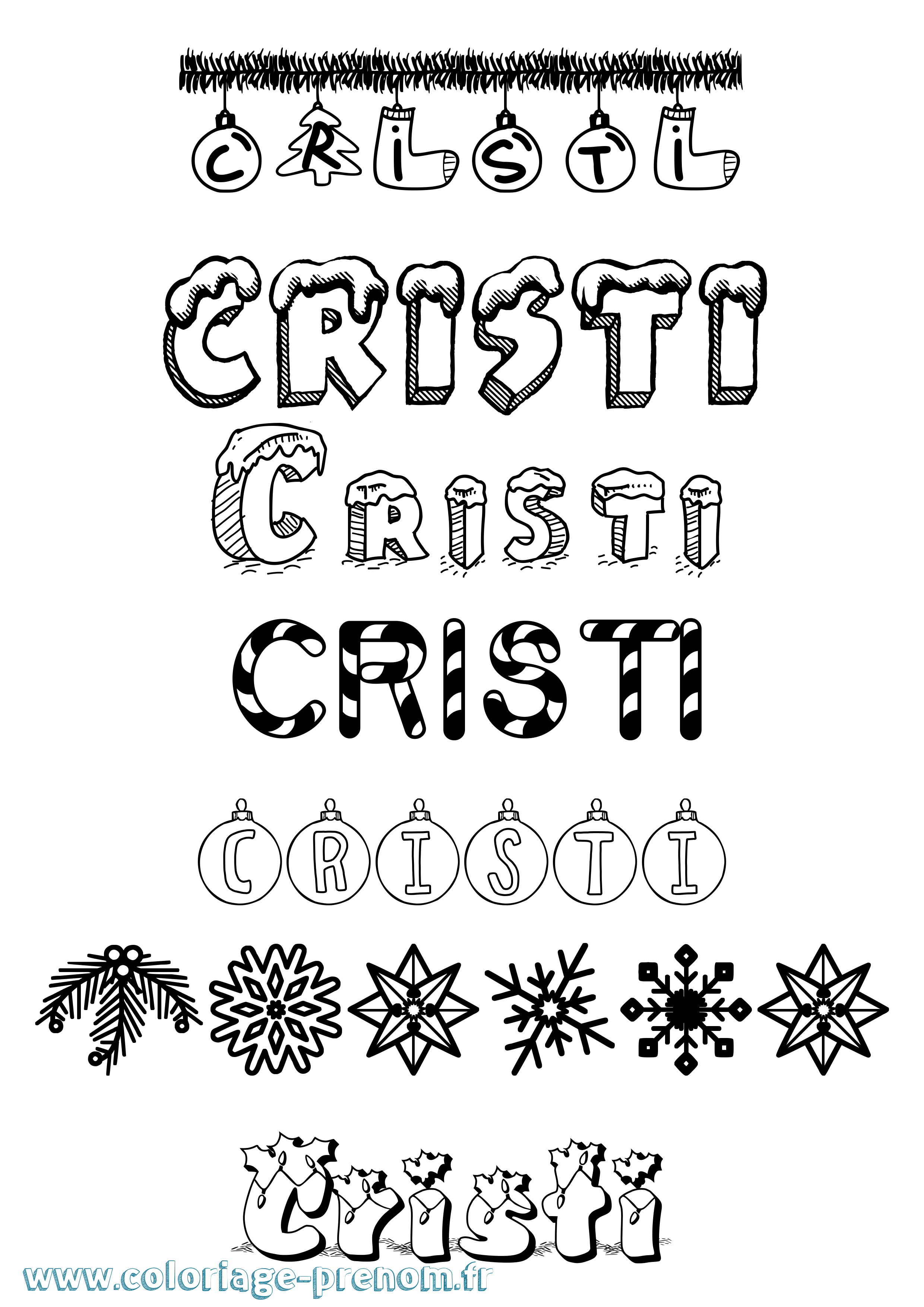 Coloriage Cristi Noël Coloriage prénom Cristi Noël