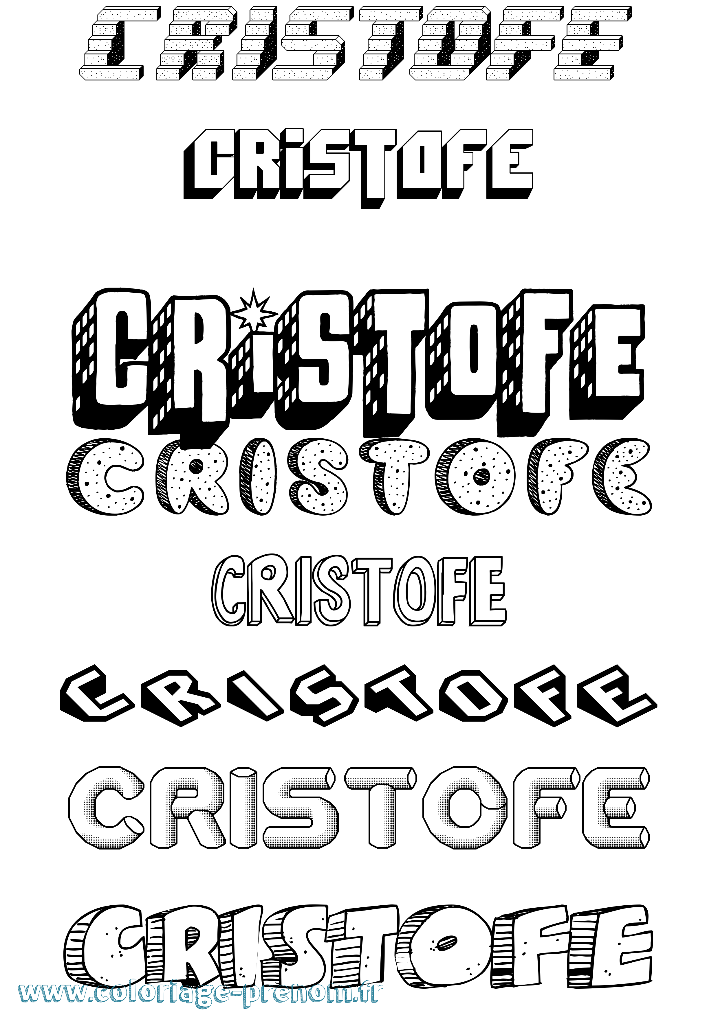 Coloriage Cristofe Effet 3D Coloriage prénom Cristofe Effet 3D