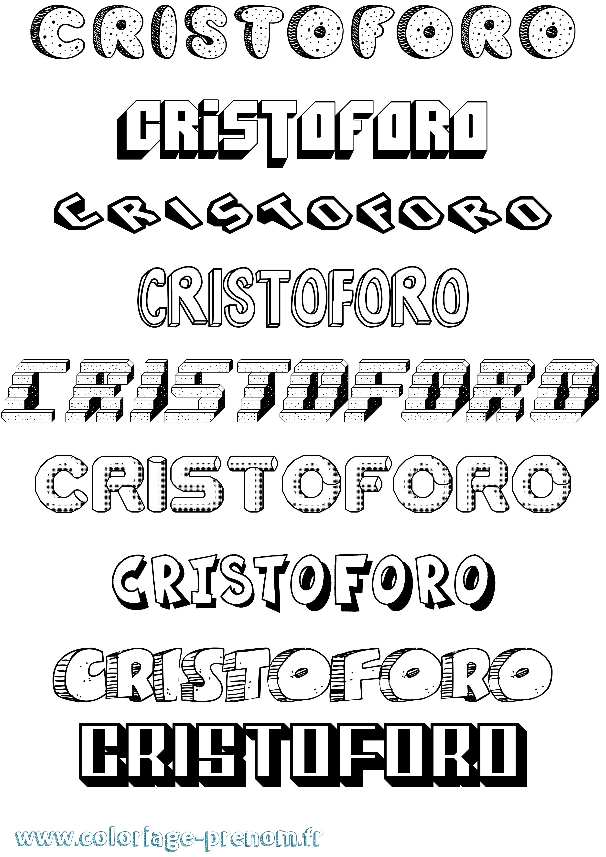 Coloriage Cristoforo Effet 3D Coloriage prénom Cristoforo Effet 3D