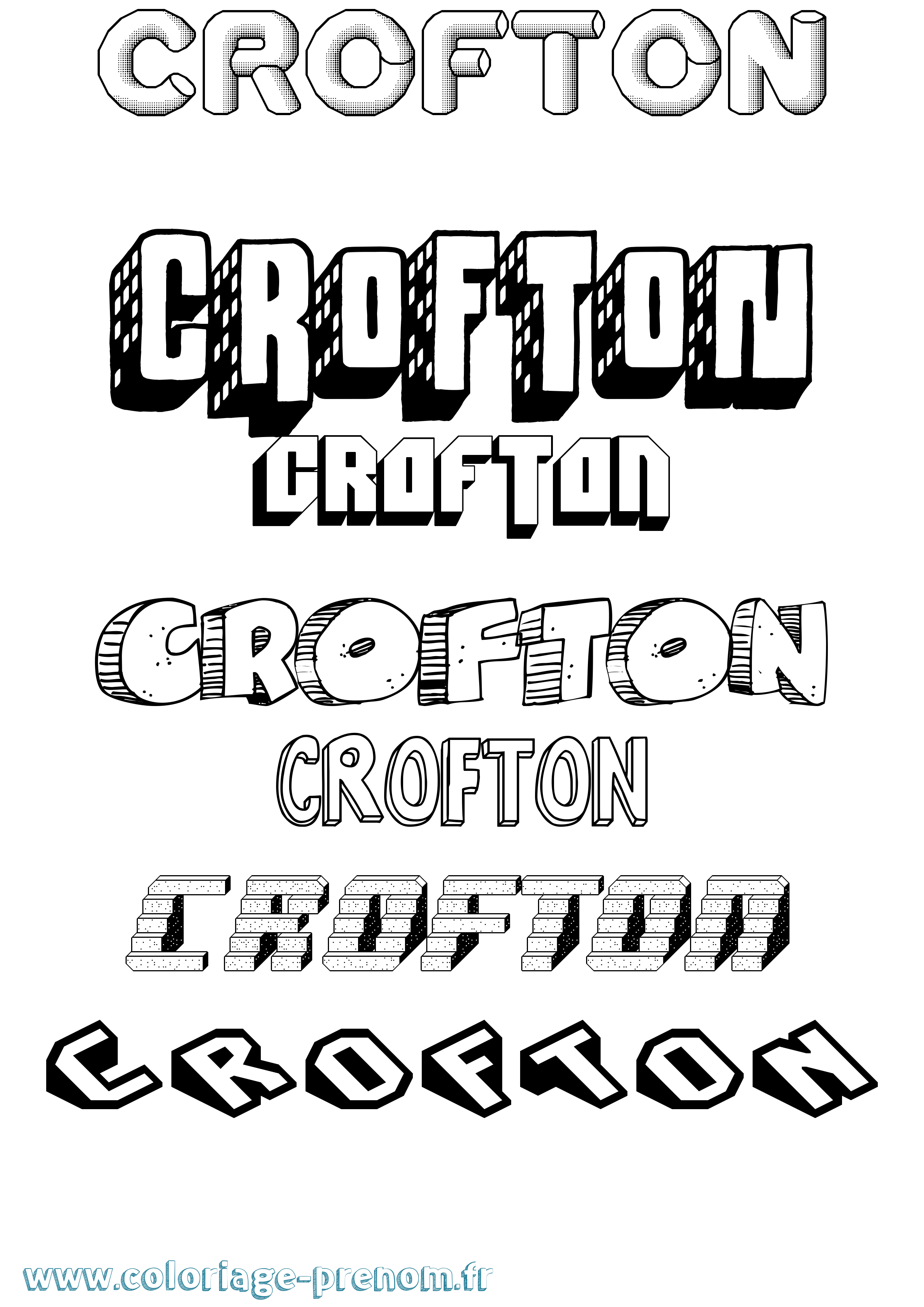 Coloriage Crofton Effet 3D Coloriage prénom Crofton Effet 3D