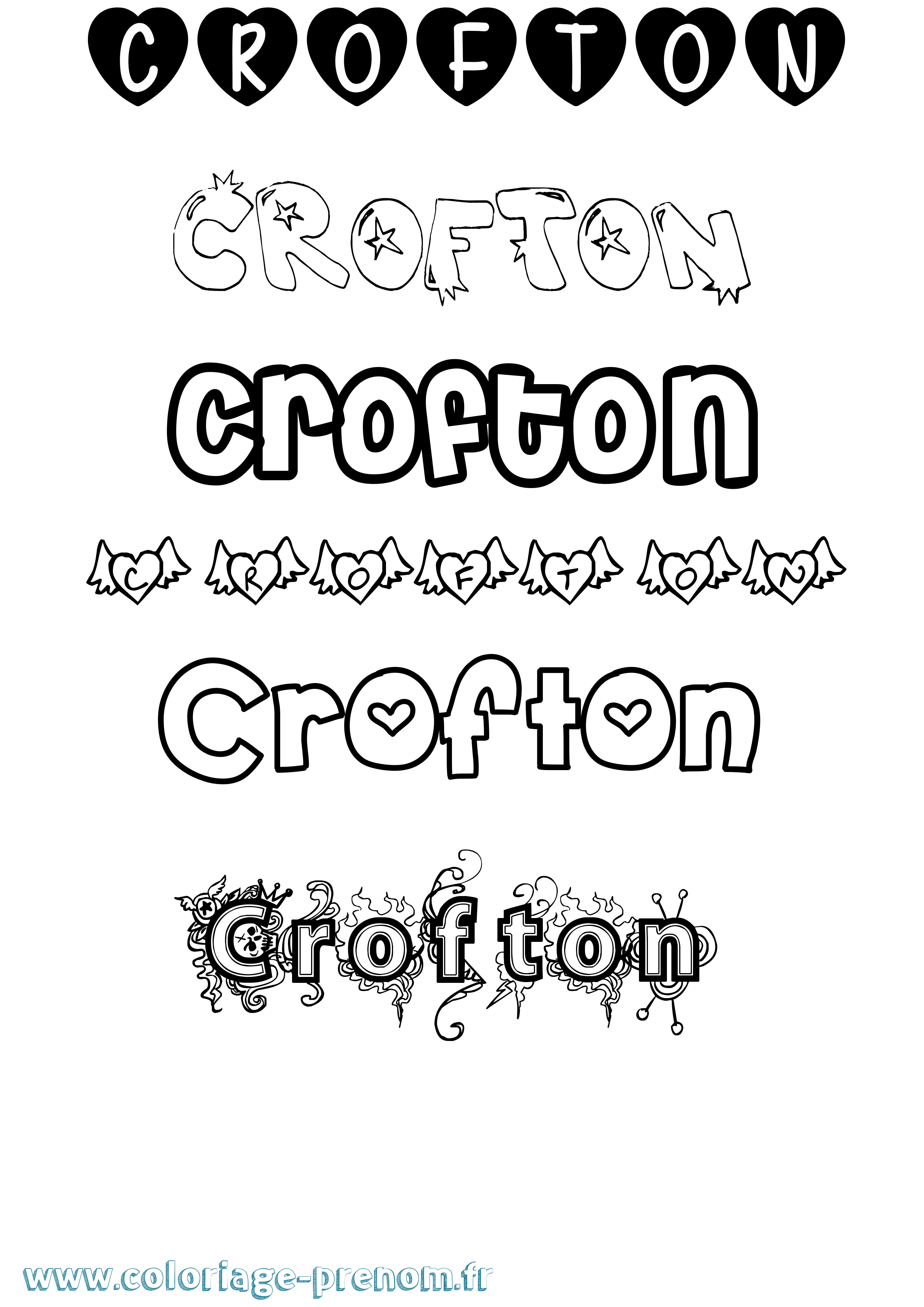 Coloriage Crofton Girly Coloriage prénom Crofton Girly