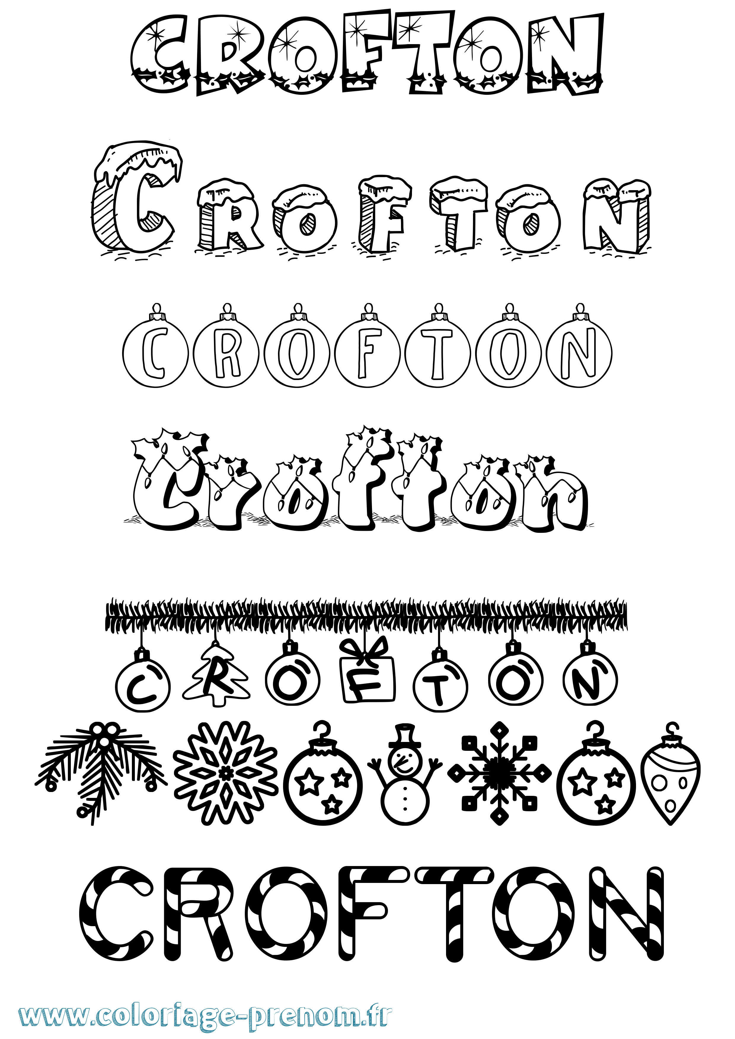 Coloriage Crofton Noël Coloriage prénom Crofton Noël