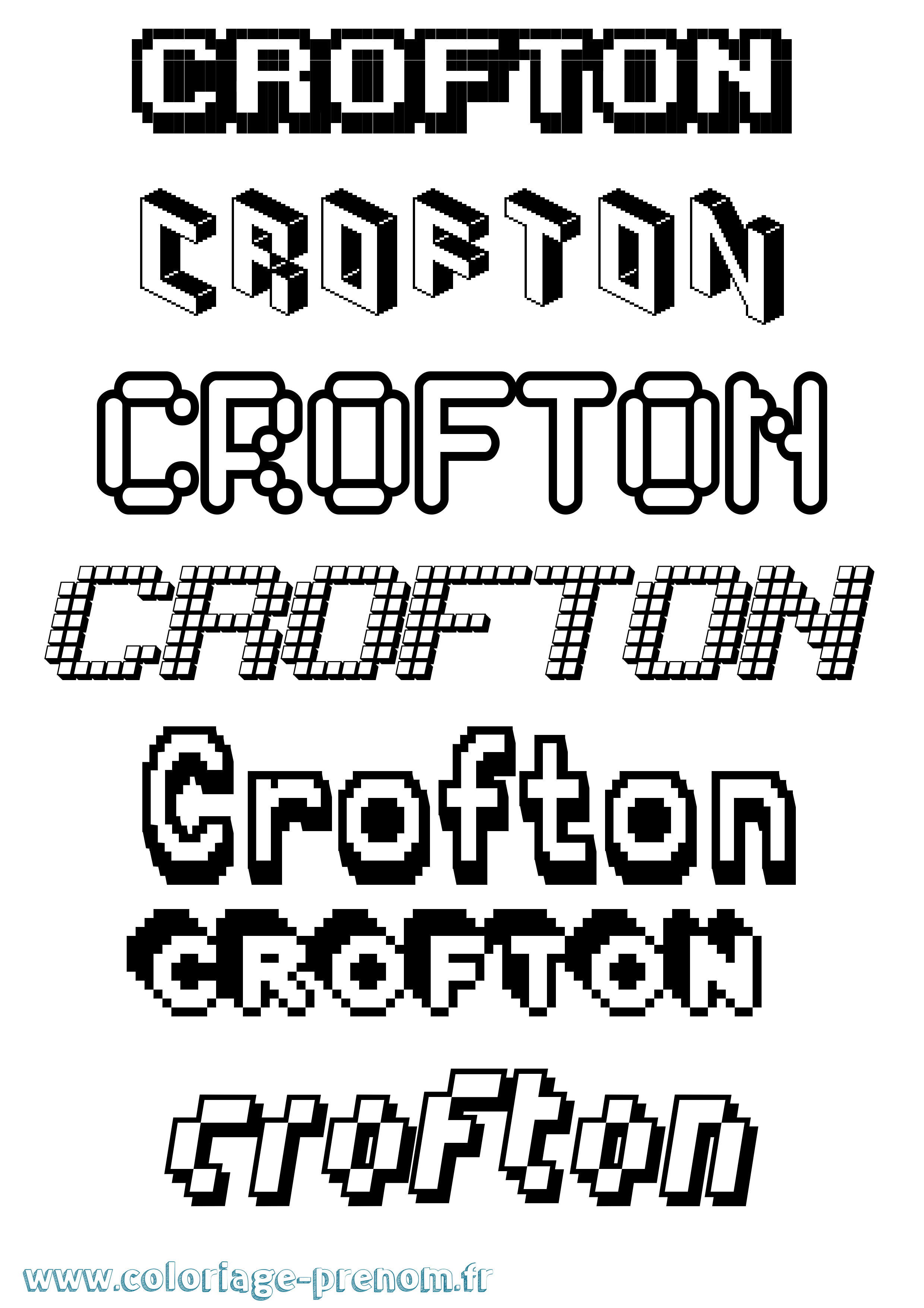 Coloriage Crofton Pixel Coloriage prénom Crofton Pixel
