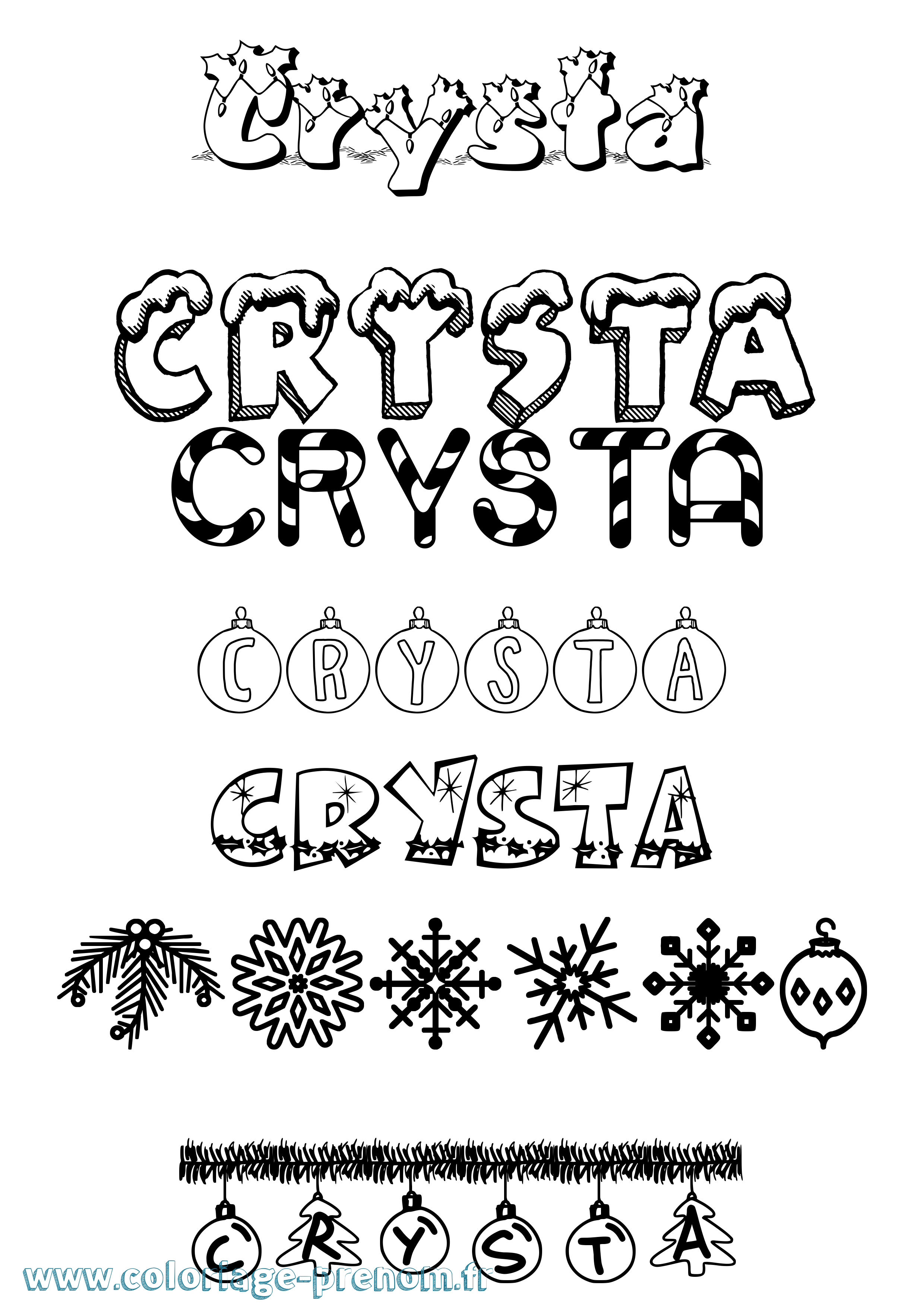 Coloriage Crysta Noël Coloriage prénom Crysta Noël