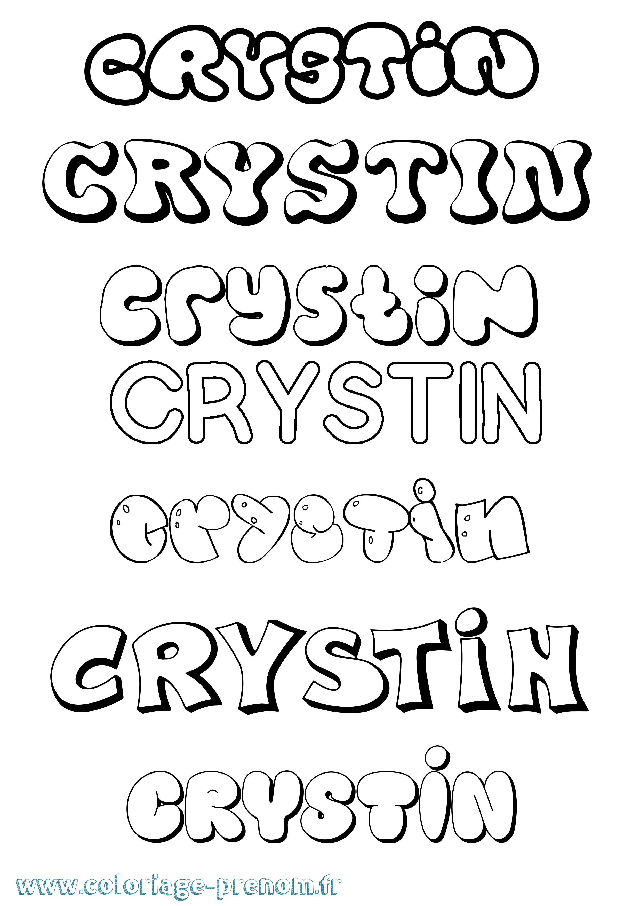 Coloriage Crystin Bubble Coloriage prénom Crystin Bubble