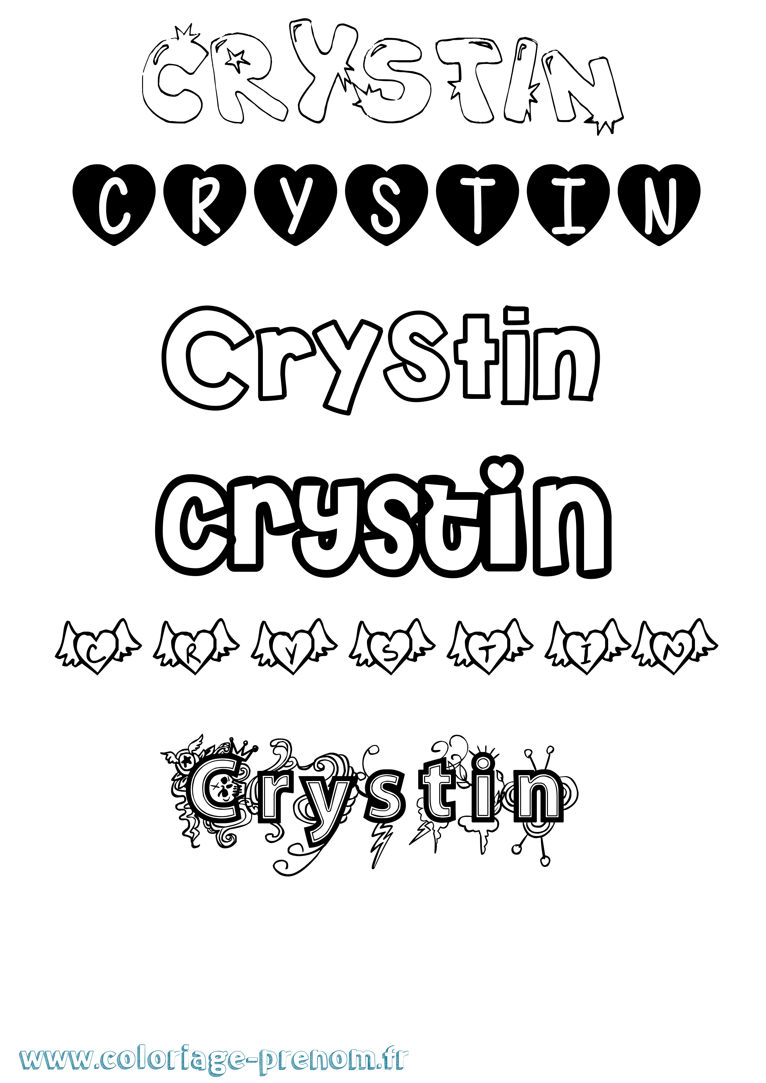 Coloriage Crystin Girly Coloriage prénom Crystin Girly