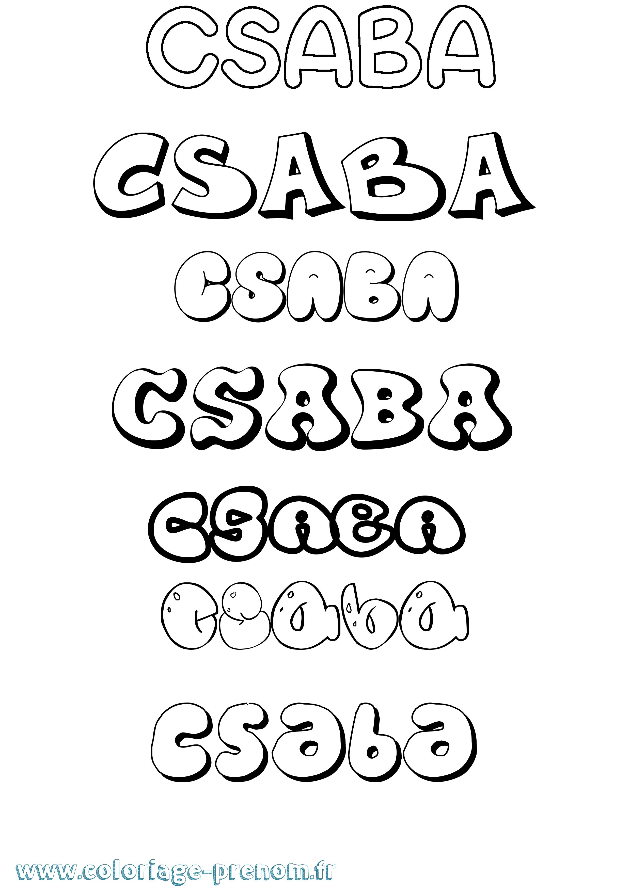 Coloriage Csaba Bubble Coloriage prénom Csaba Bubble