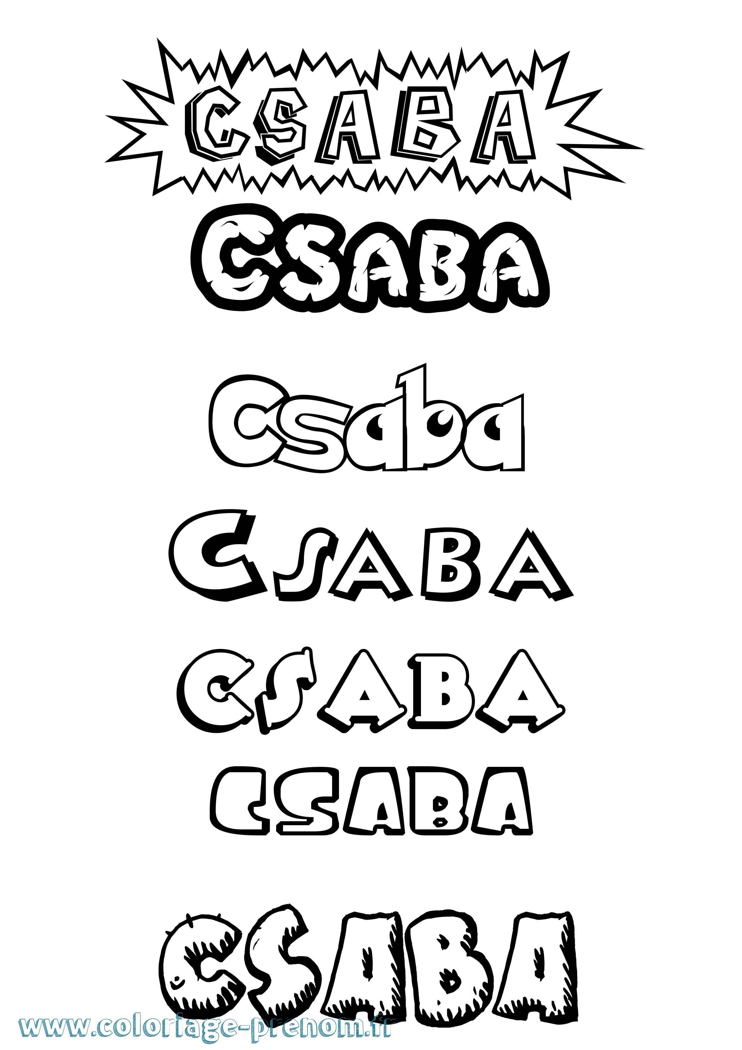 Coloriage Csaba Dessin Animé Coloriage prénom Csaba Dessin Animé