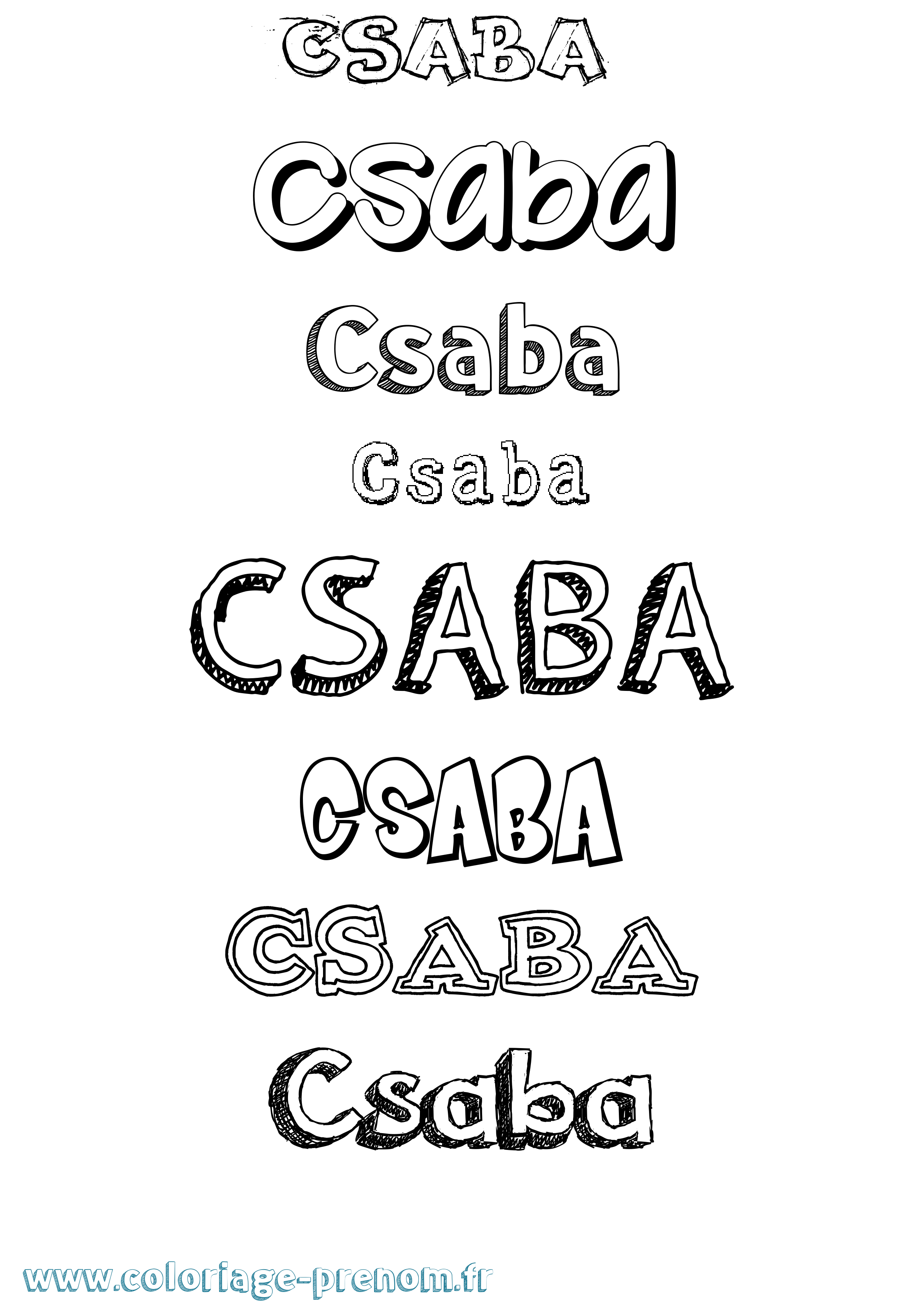 Coloriage Csaba Dessiné Coloriage prénom Csaba Dessiné