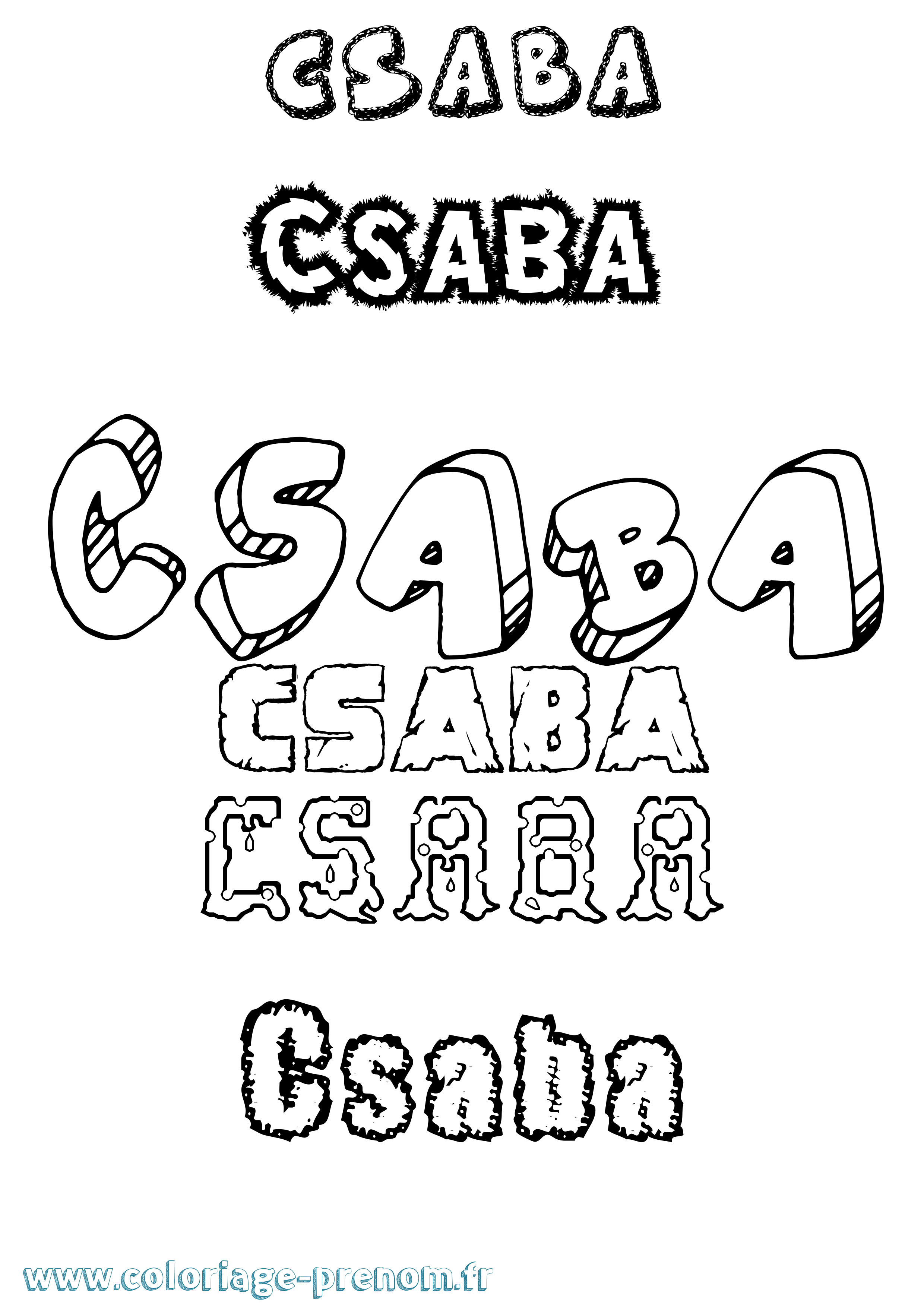 Coloriage Csaba Destructuré Coloriage prénom Csaba Destructuré