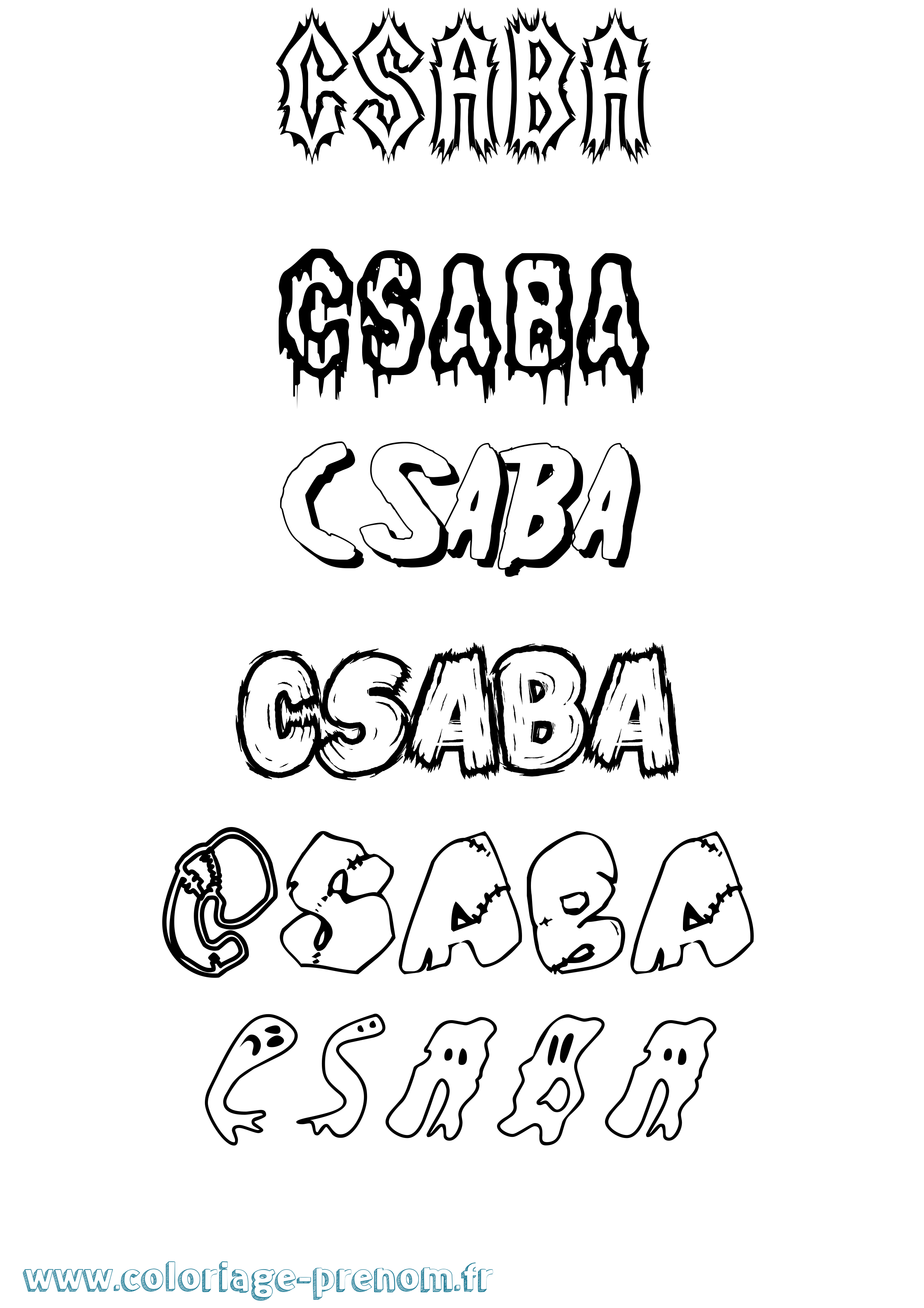 Coloriage Csaba Frisson Coloriage prénom Csaba Frisson