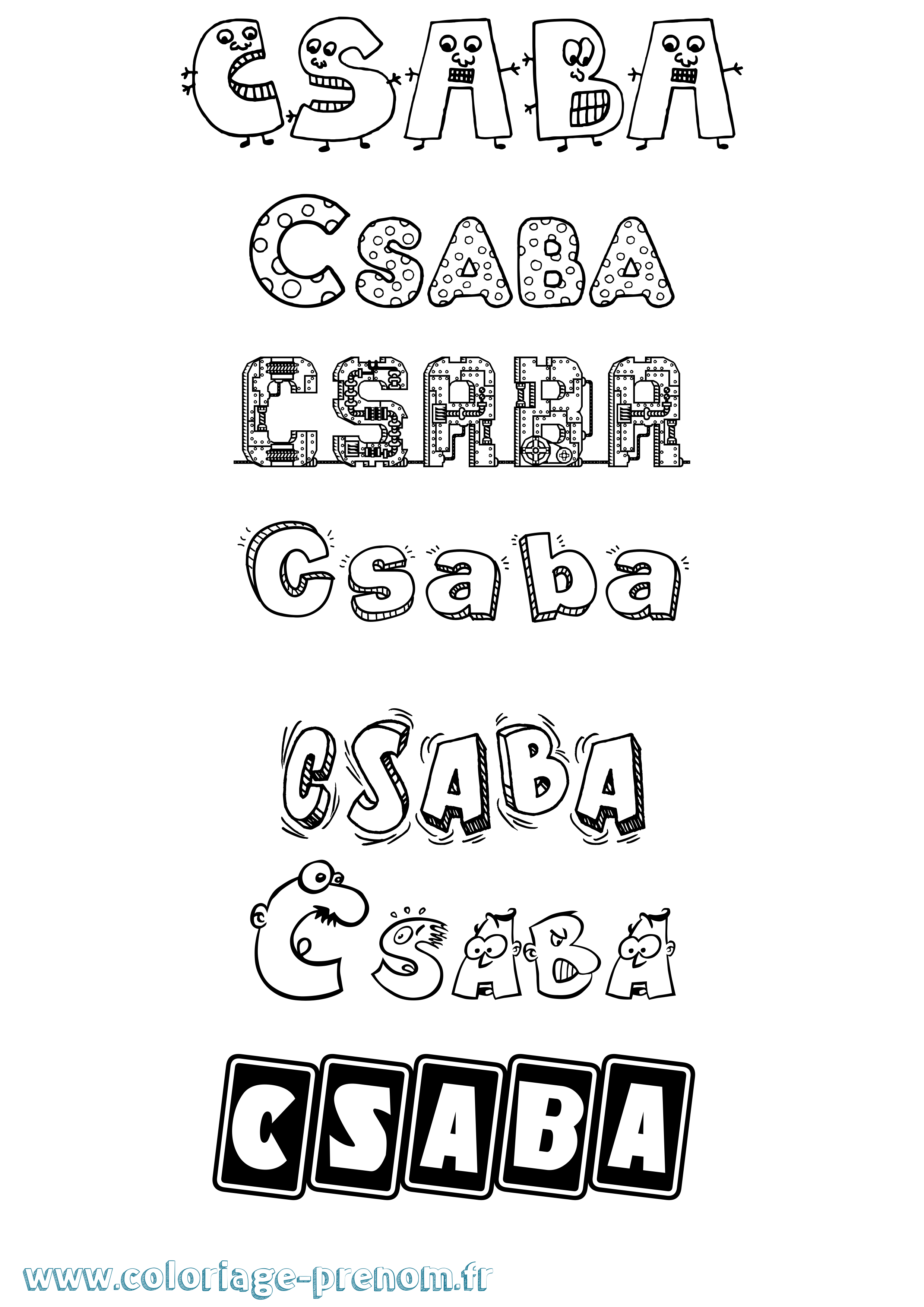 Coloriage Csaba Fun Coloriage prénom Csaba Fun