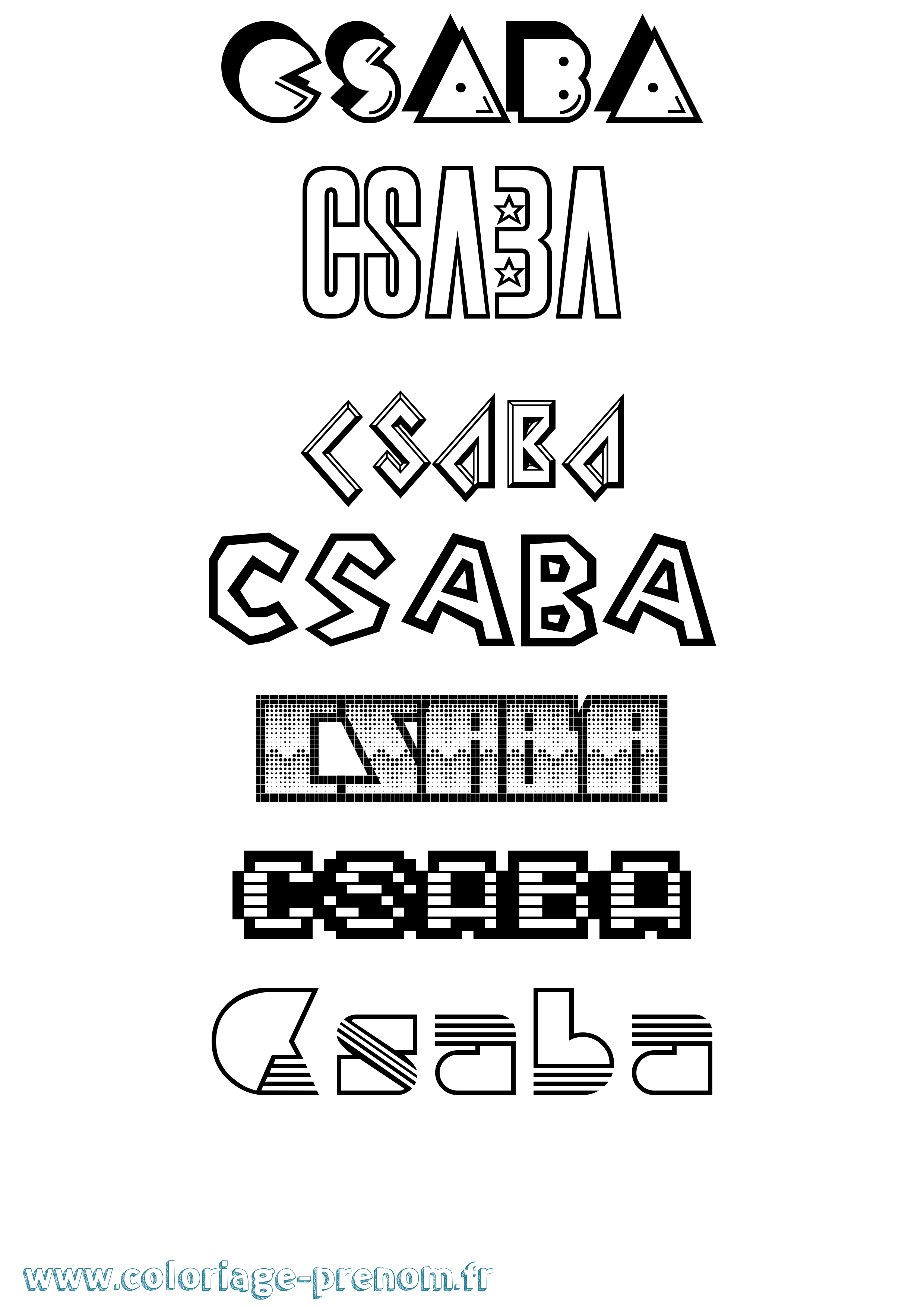 Coloriage Csaba Jeux Vidéos Coloriage prénom Csaba Jeux Vidéos