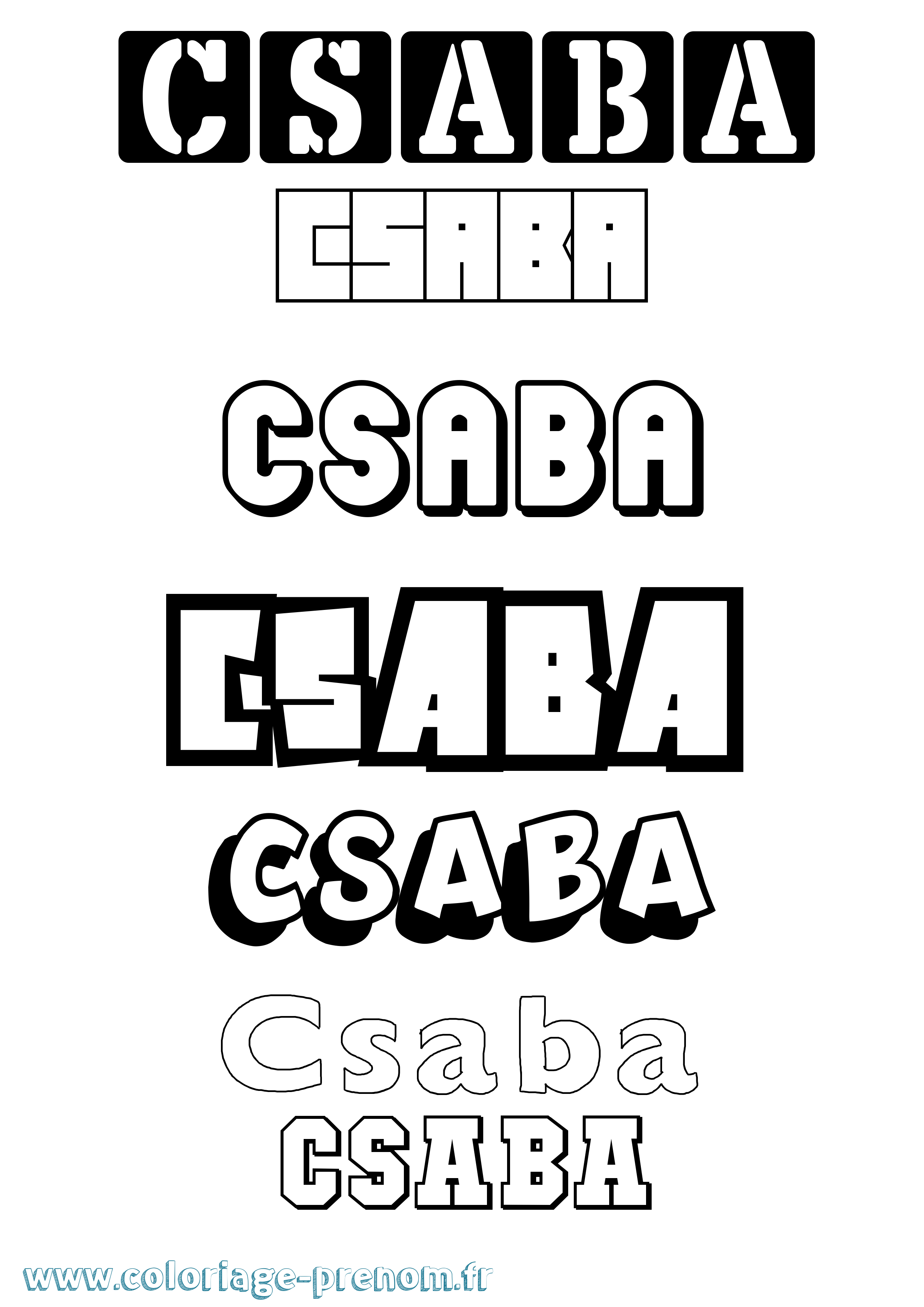 Coloriage Csaba Simple Coloriage prénom Csaba Simple
