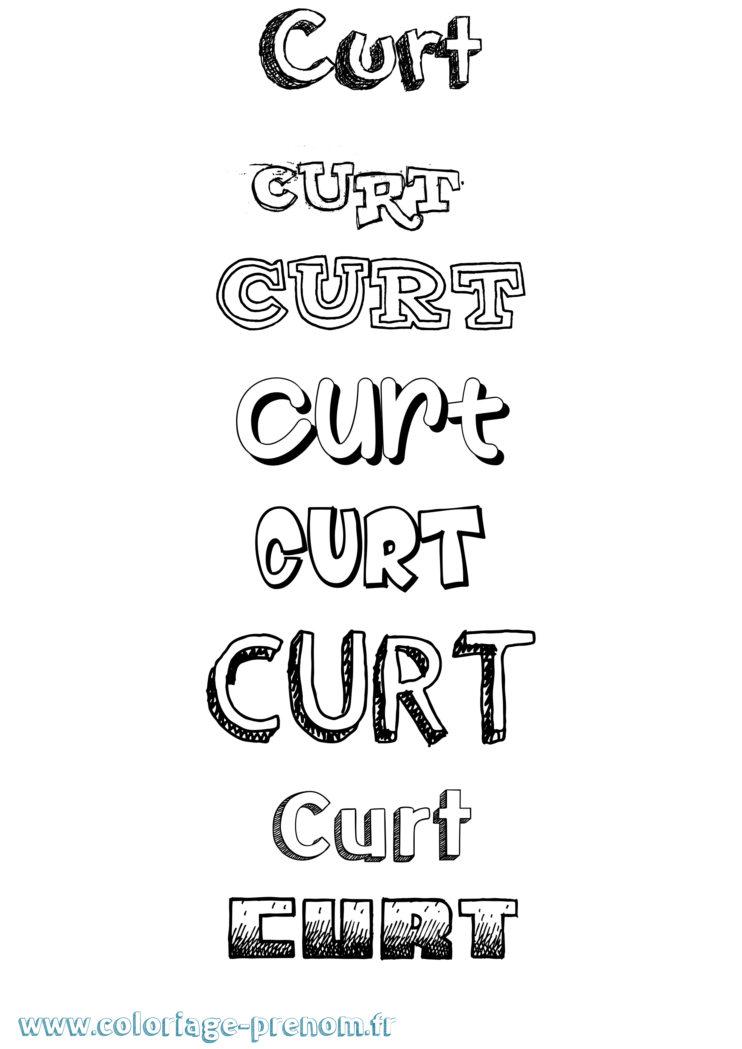 Coloriage Curt Dessiné Coloriage prénom Curt Dessiné