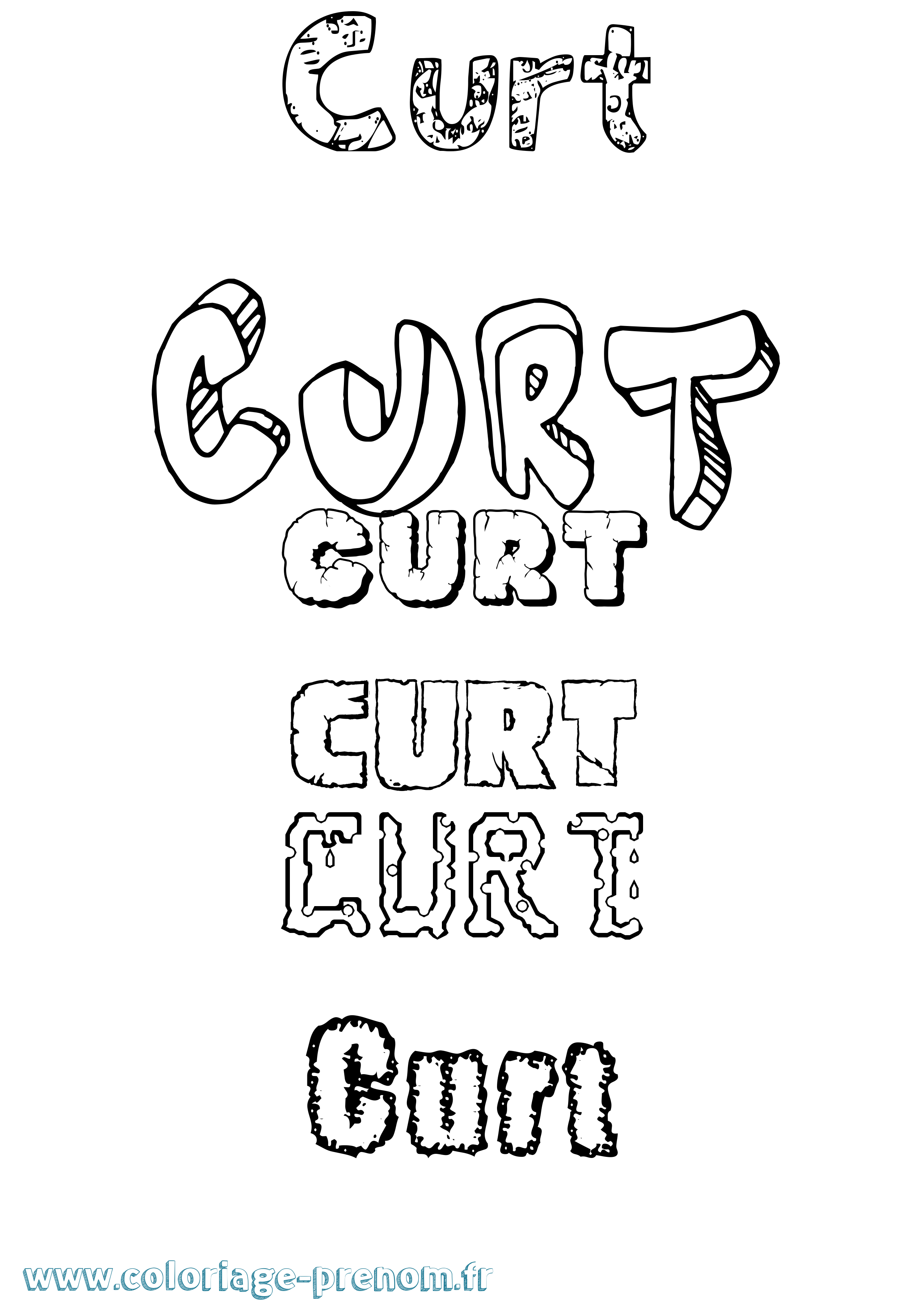 Coloriage Curt Destructuré Coloriage prénom Curt Destructuré