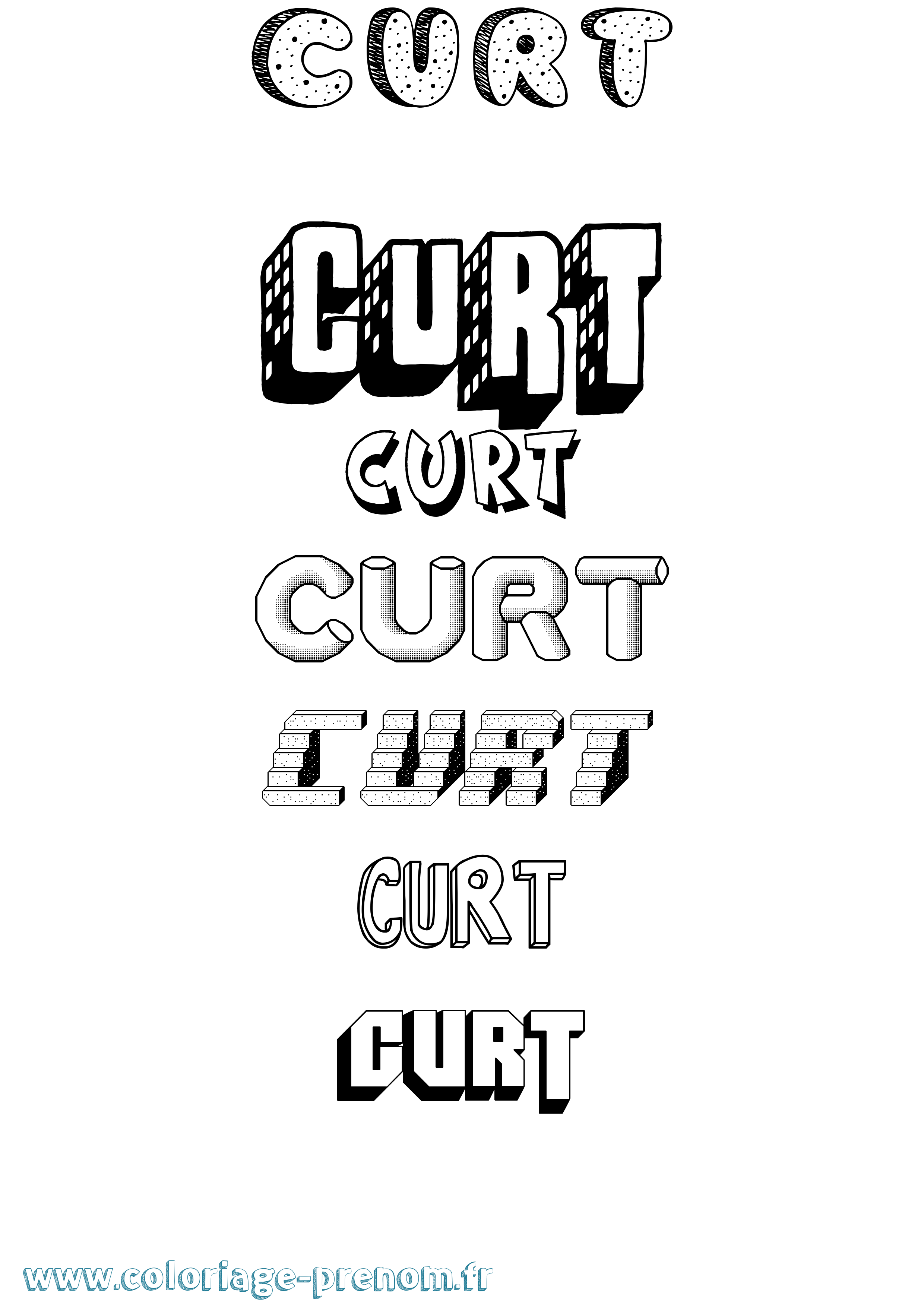 Coloriage Curt Effet 3D Coloriage prénom Curt Effet 3D