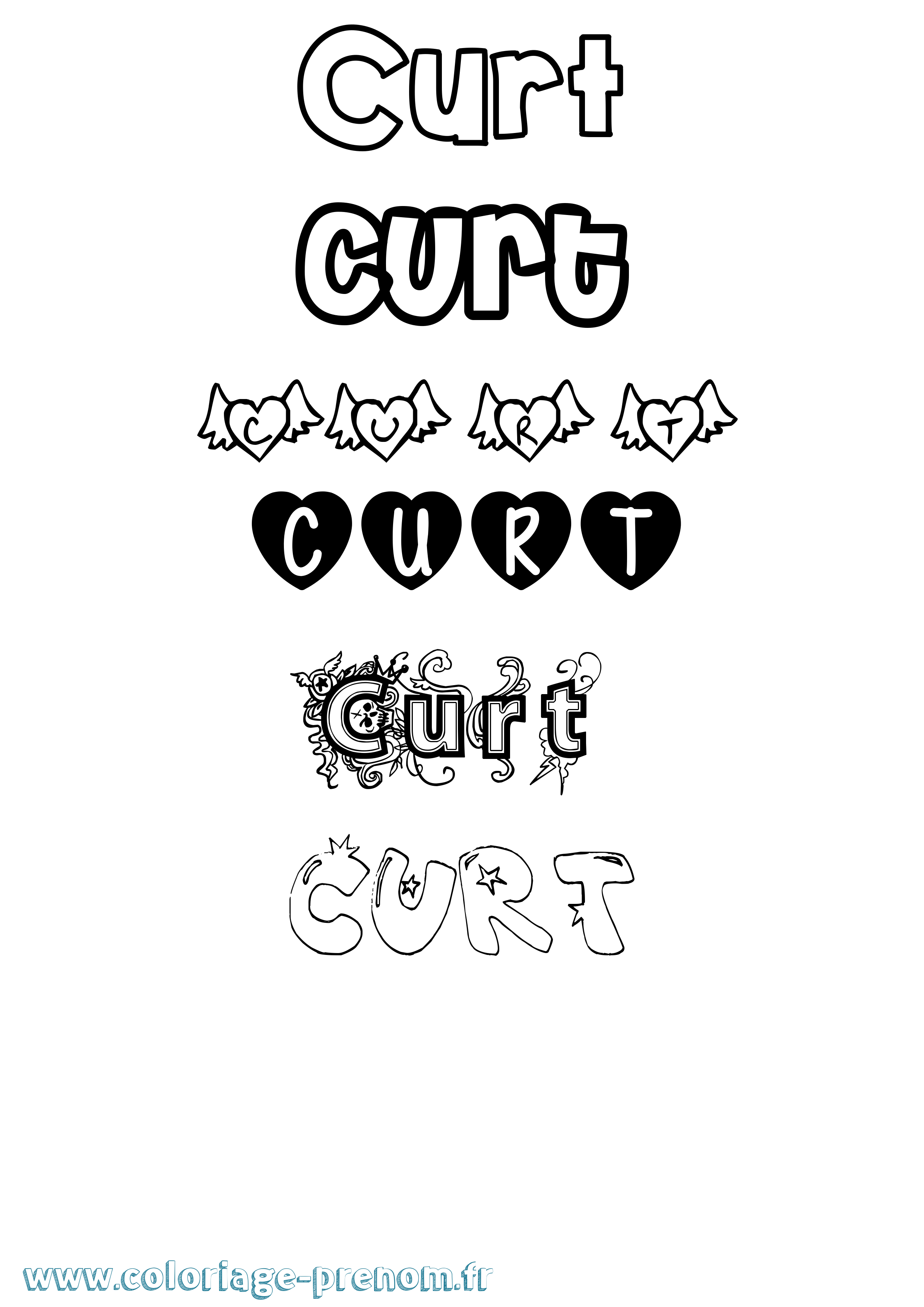 Coloriage Curt Girly Coloriage prénom Curt Girly