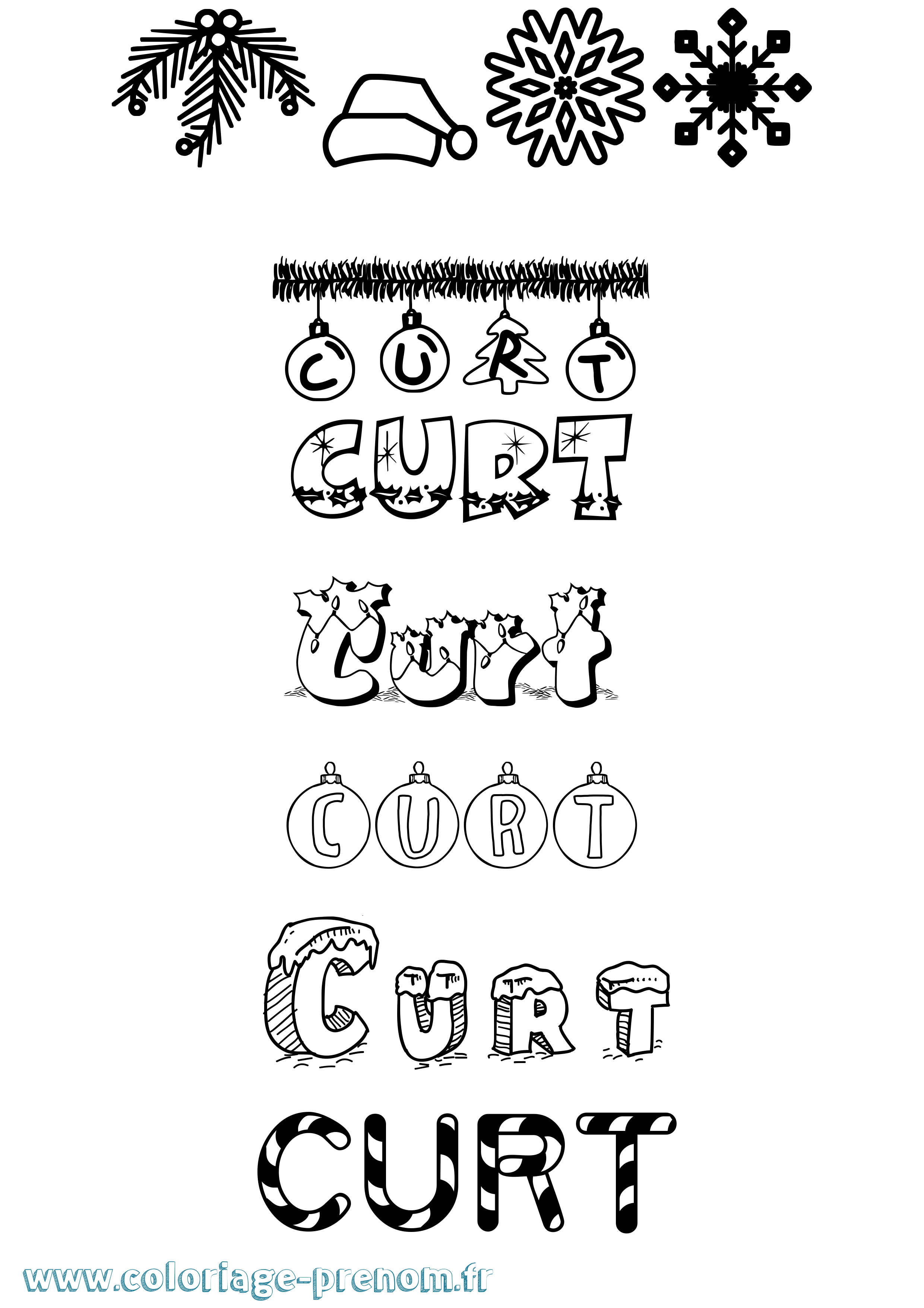 Coloriage Curt Noël Coloriage prénom Curt Noël