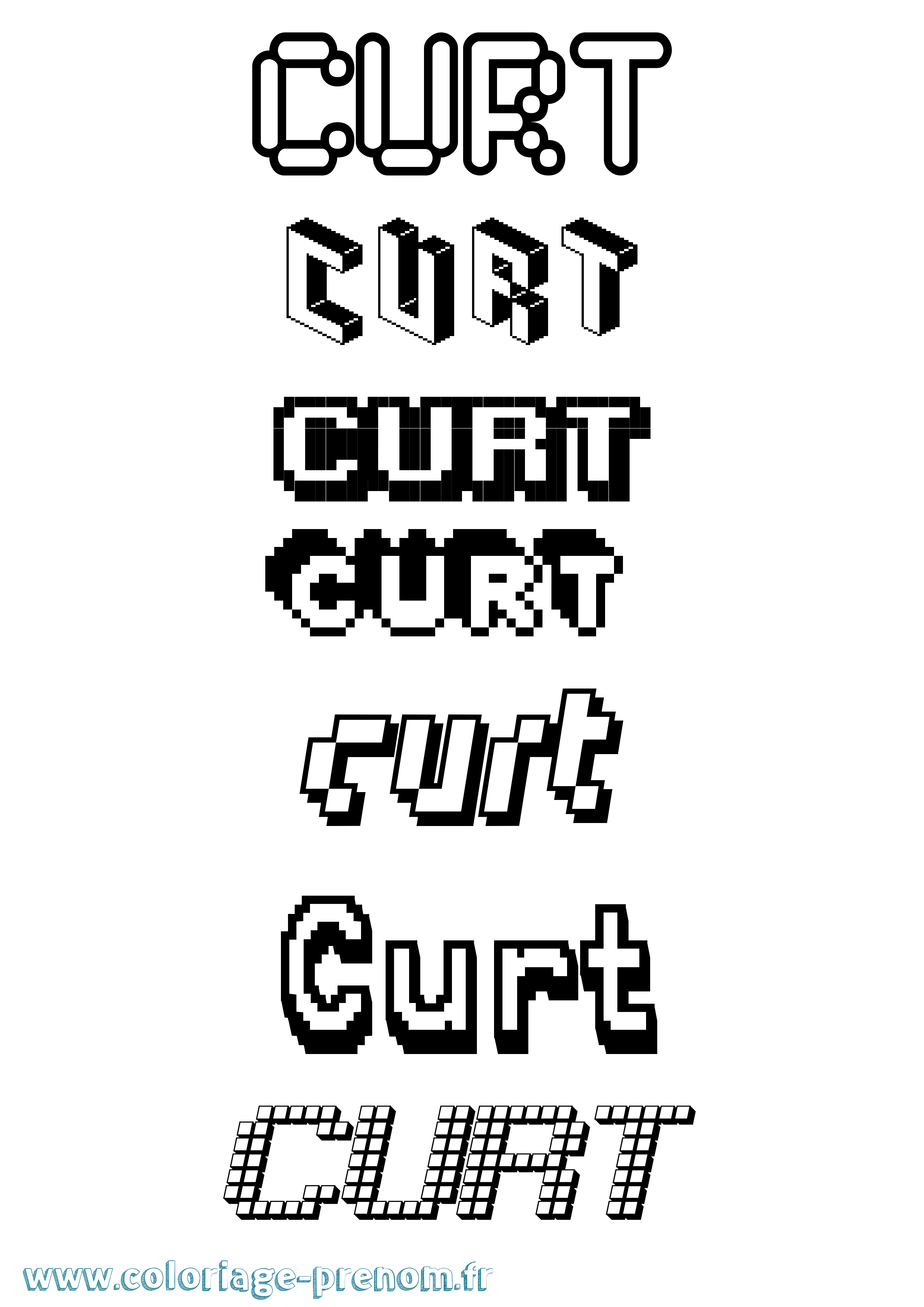 Coloriage Curt Pixel Coloriage prénom Curt Pixel