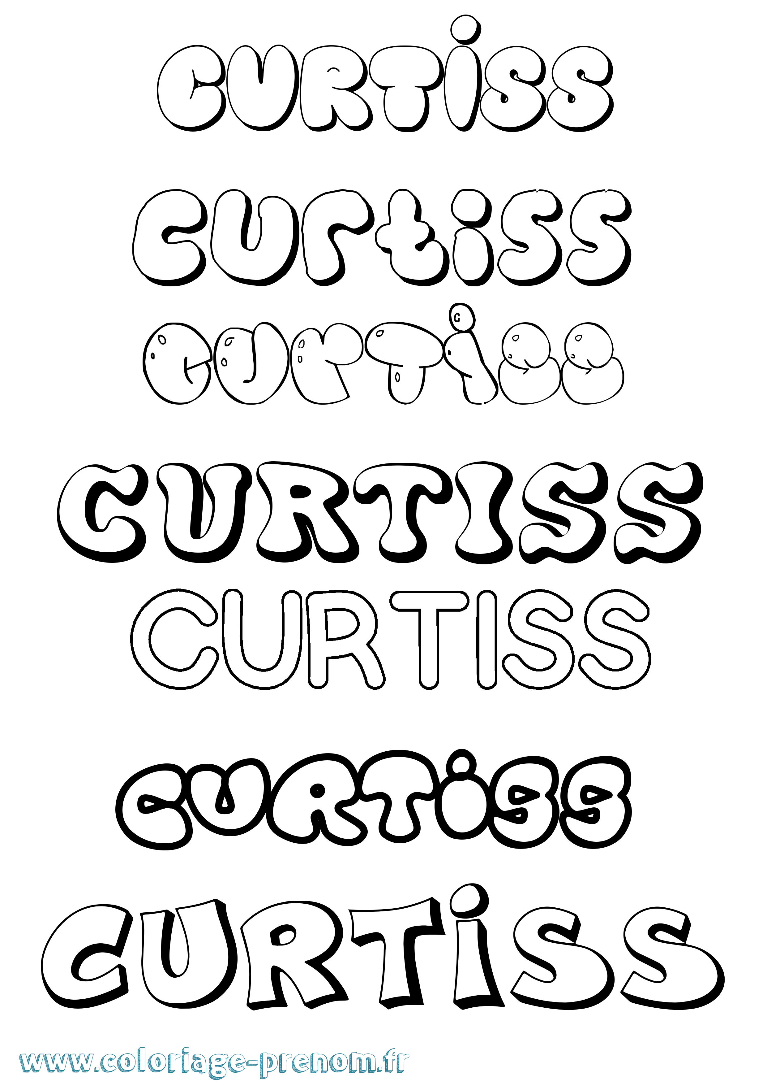Coloriage Curtiss Bubble Coloriage prénom Curtiss Bubble