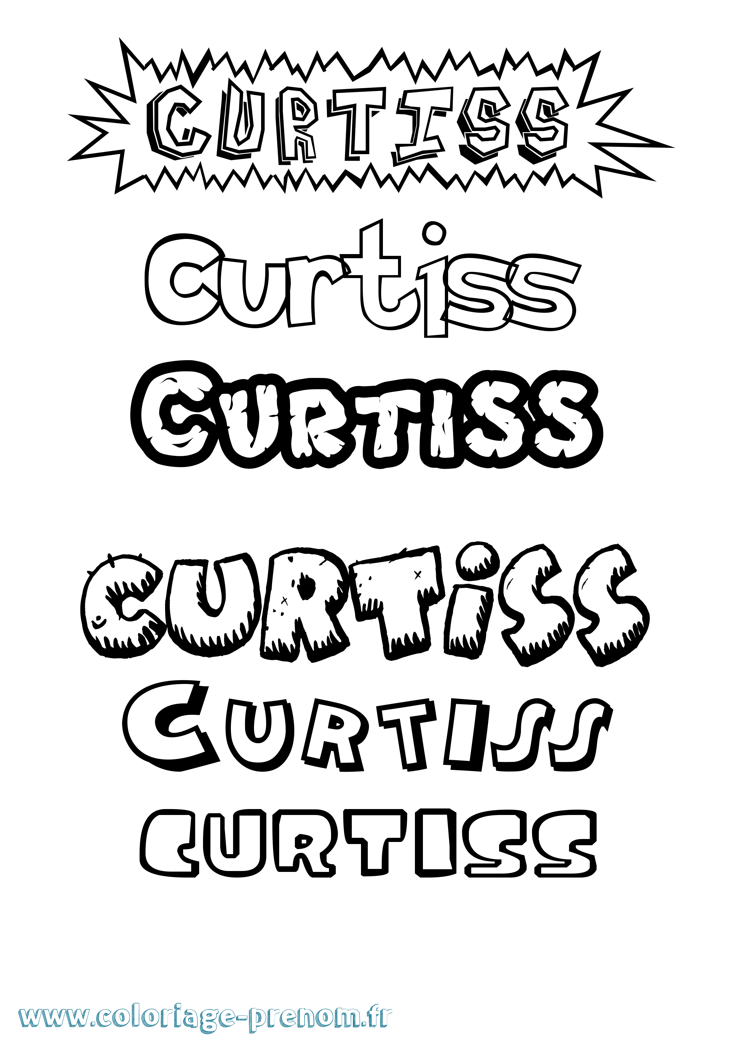 Coloriage Curtiss Dessin Animé Coloriage prénom Curtiss Dessin Animé